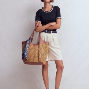 Maddie Trim Detail T-Shirt-Navy