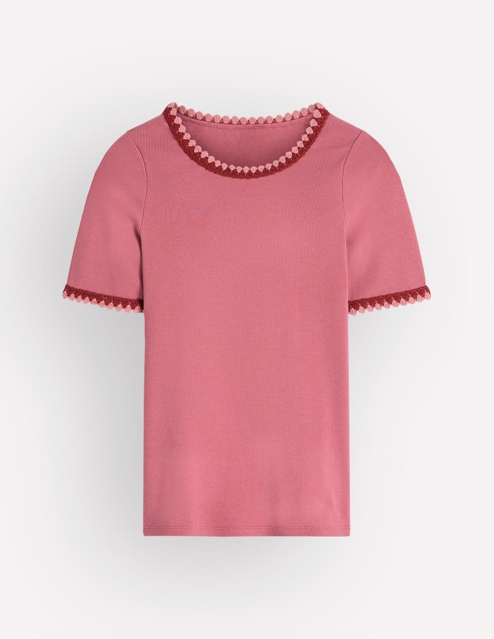Maddie Trim Detail T-Shirt-Vintage Rose - Image 6
