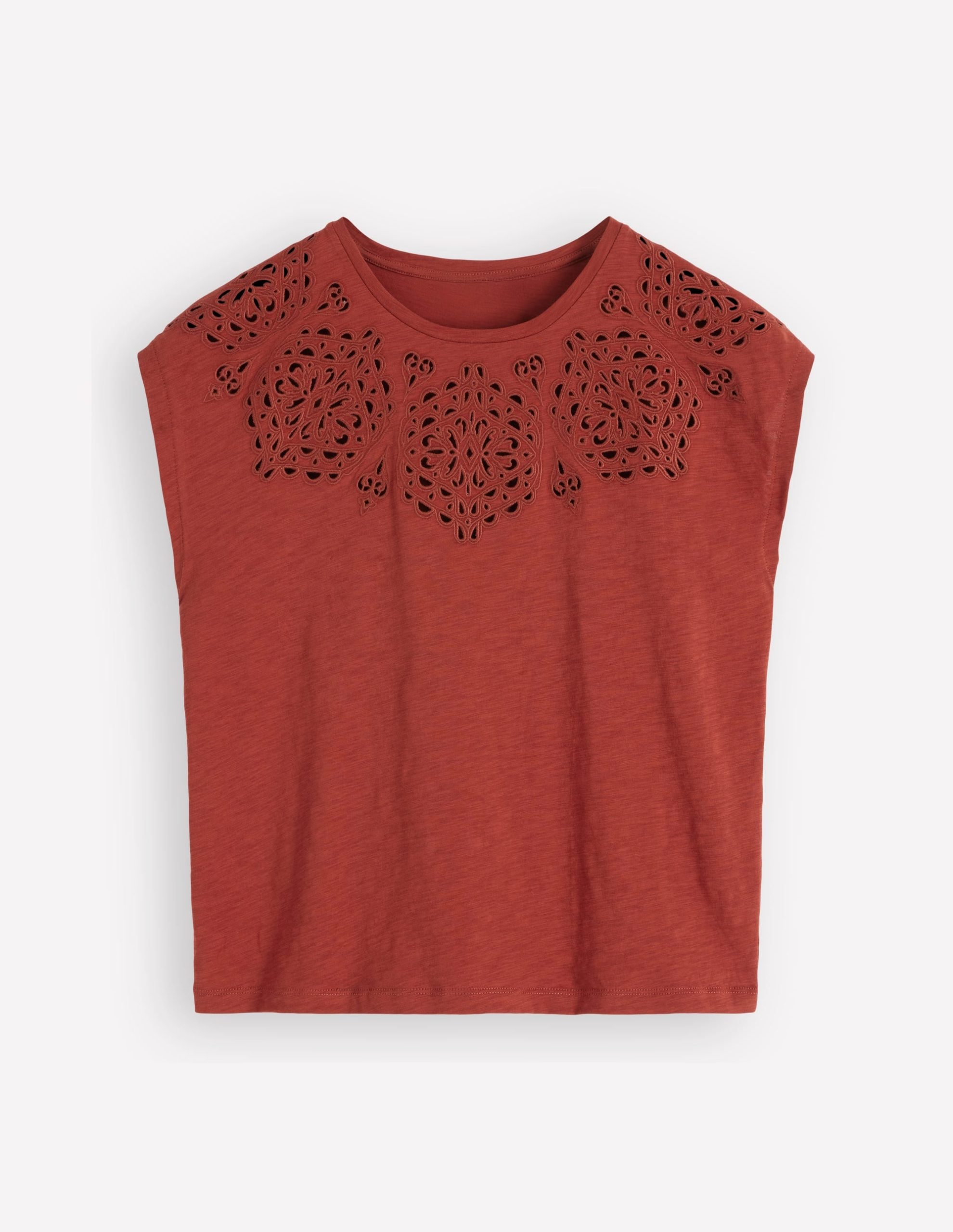 Willow Broderie T-shirt-Burnt Orange - Image 5