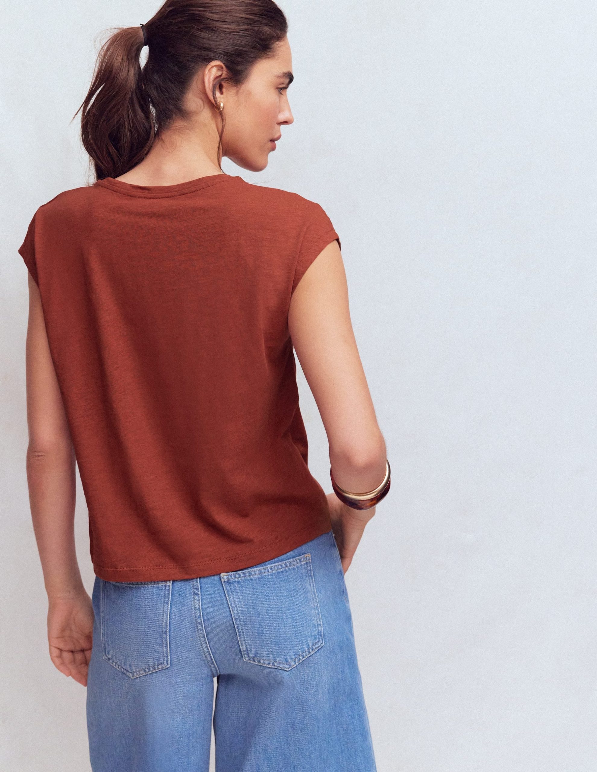Willow Broderie T-shirt-Burnt Orange - Image 3