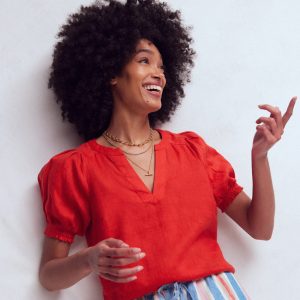 Rae Linen Top-Blood Orange