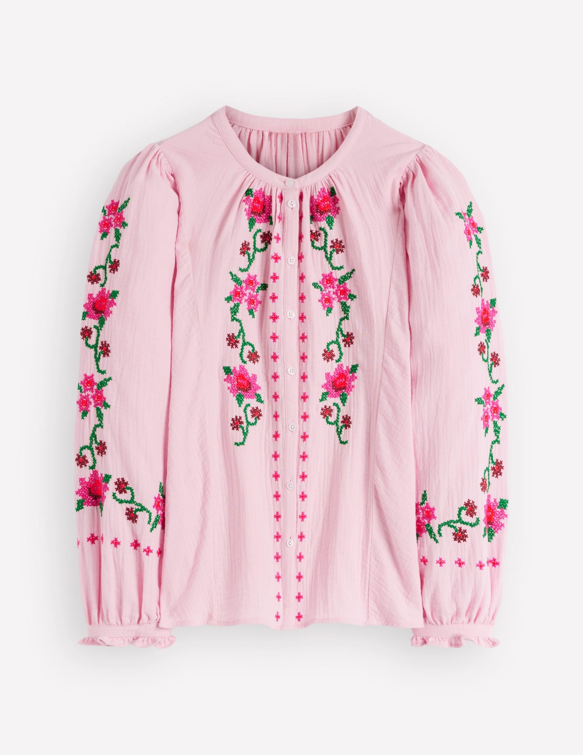 Camille Double Cloth Top-Spring Blossom Pink Embroidery - Image 7
