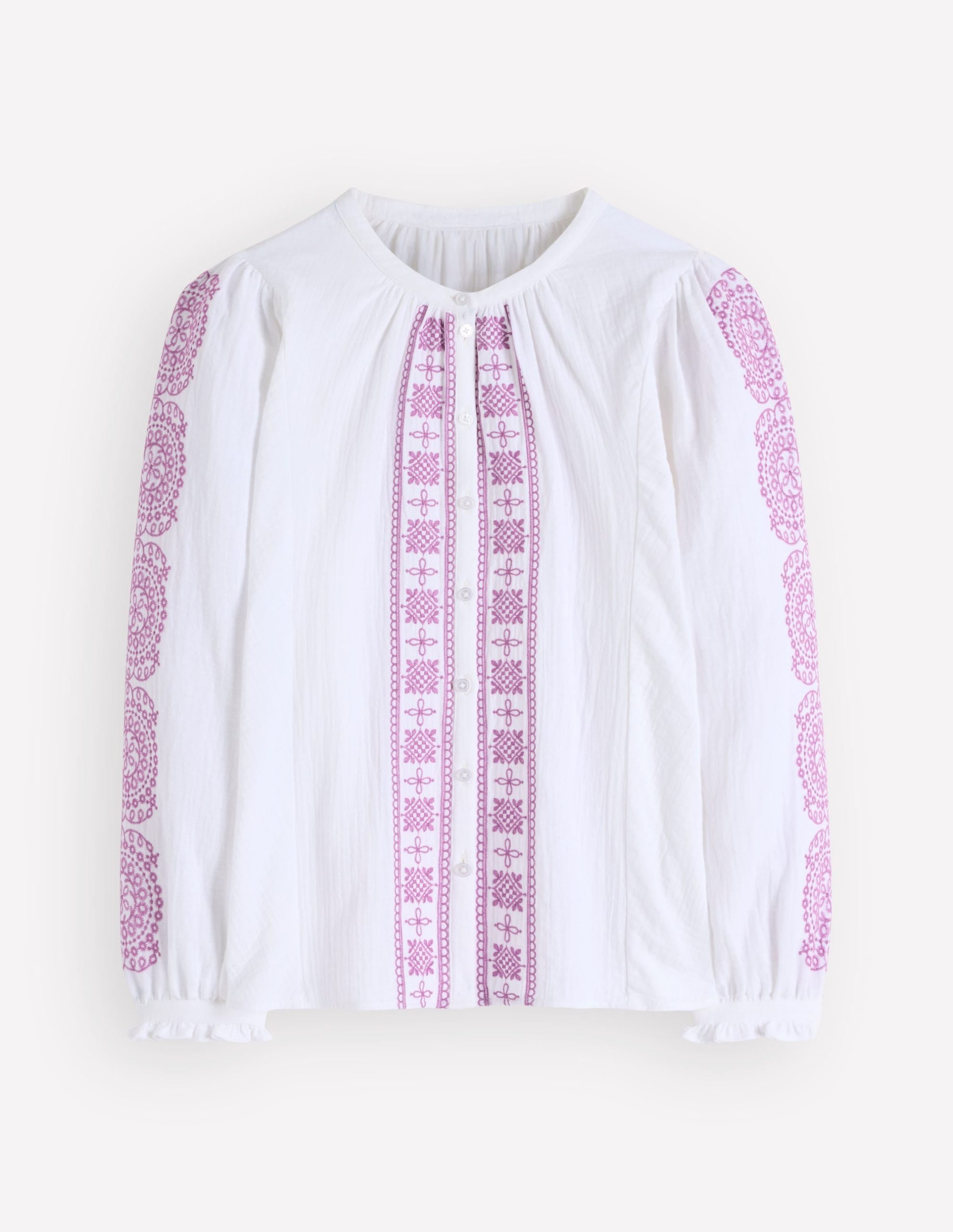 Camille Double Cloth Top-White Embroidery - Image 7