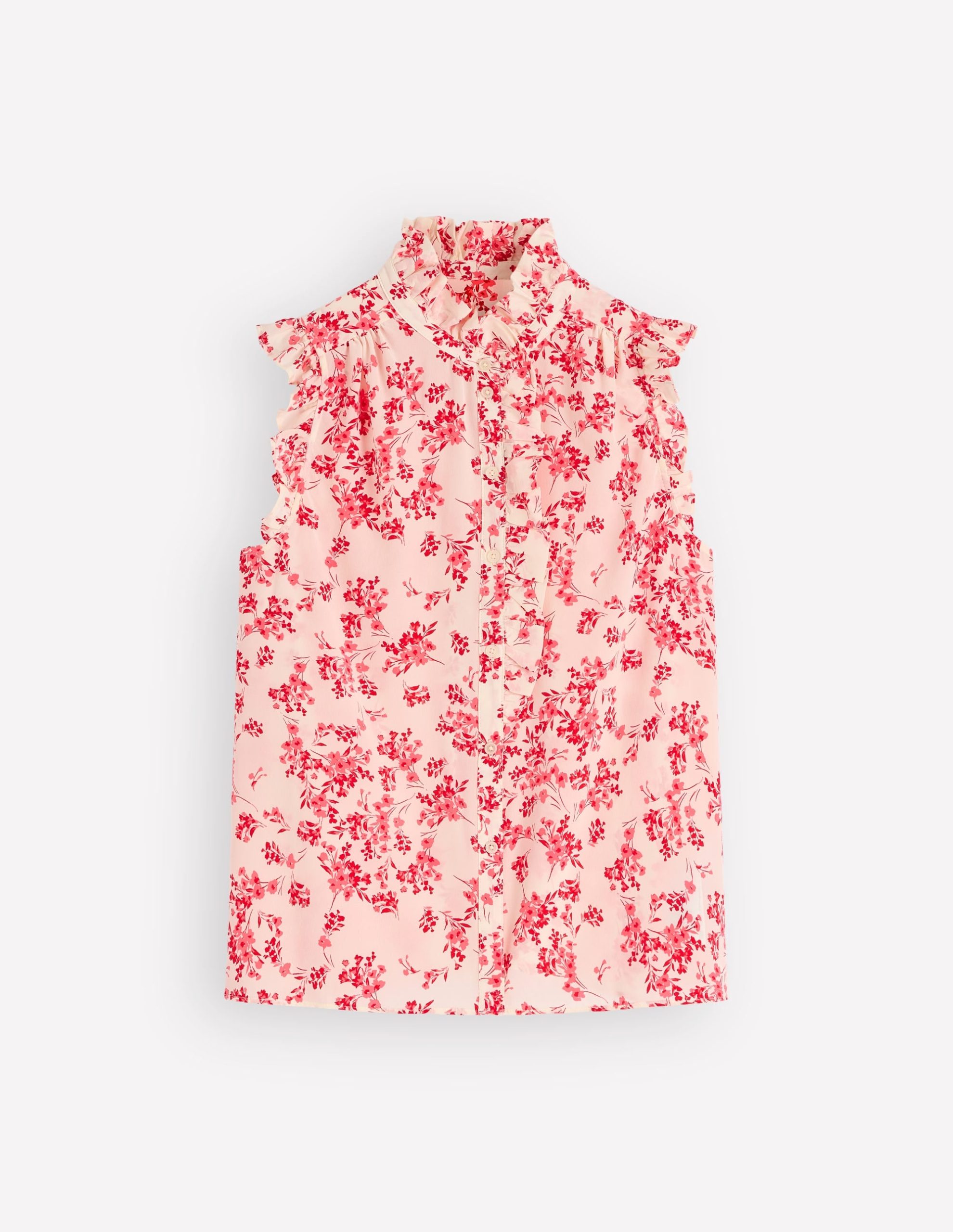 Isabel Sleeveless Silk Top-Pink. Bloom Scatter Mono - Image 7