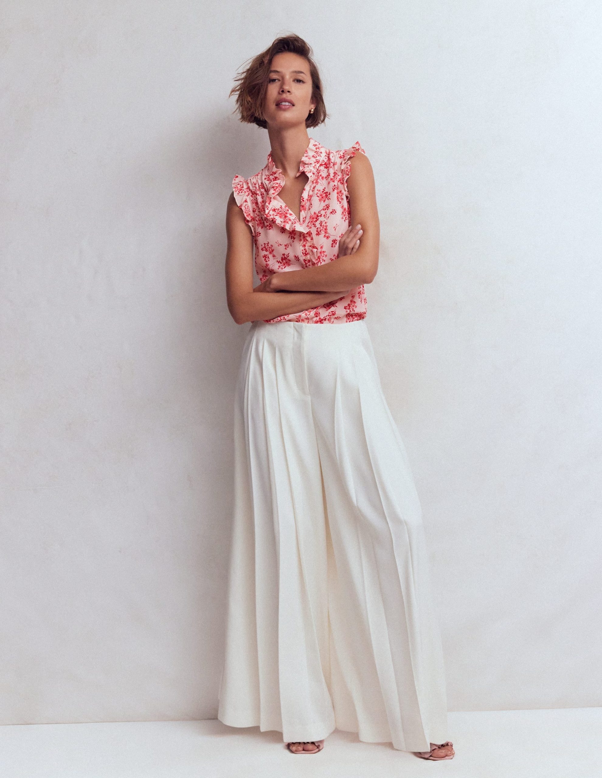 Isabel Sleeveless Silk Top-Pink. Bloom Scatter Mono - Image 4