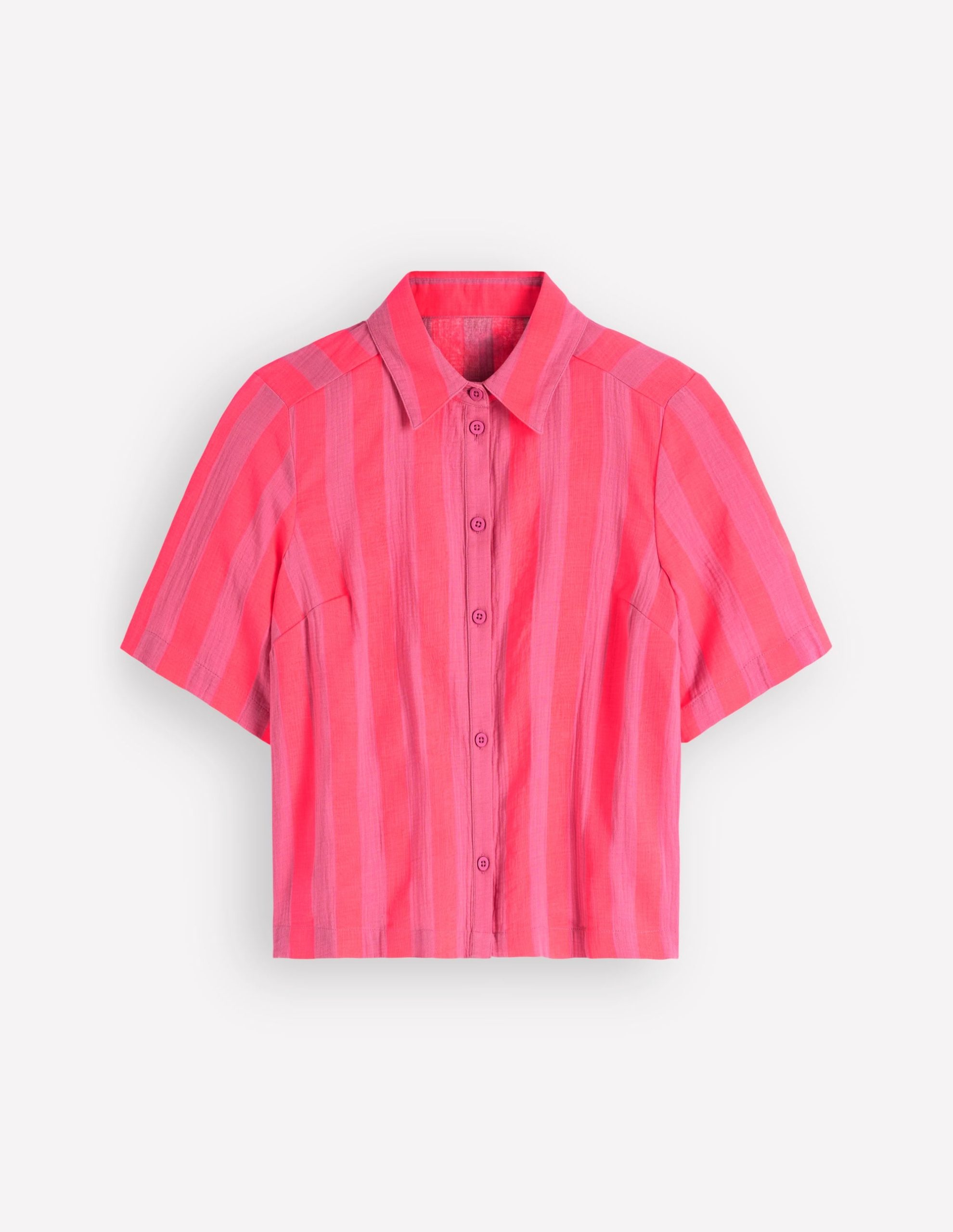Double Cloth Shirt-Pink. Neon Coral Mid Stripe - Image 8