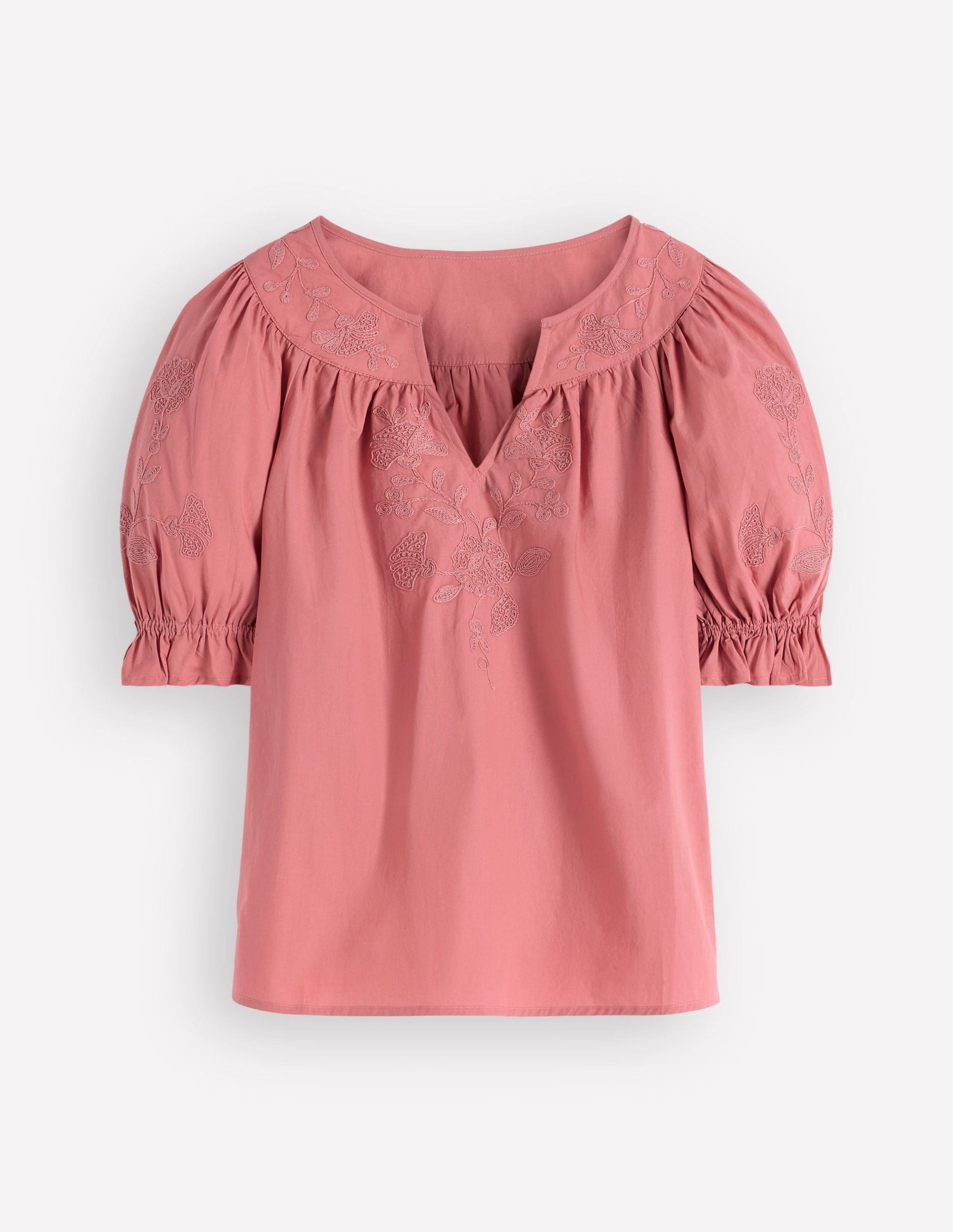 Cotton Embroidered Yoke Top-Vintage Rose Embroidered - Image 7
