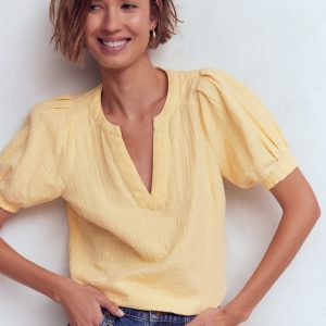 Rae Double Cloth Top-Sunlight Yellow