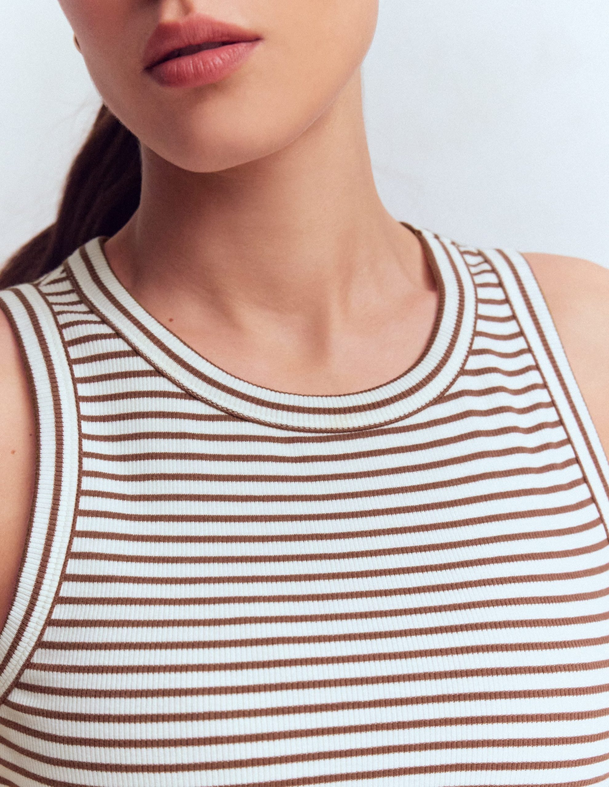 Ribbed Racer Vest-Ivory & Brown Stripe - Image 2