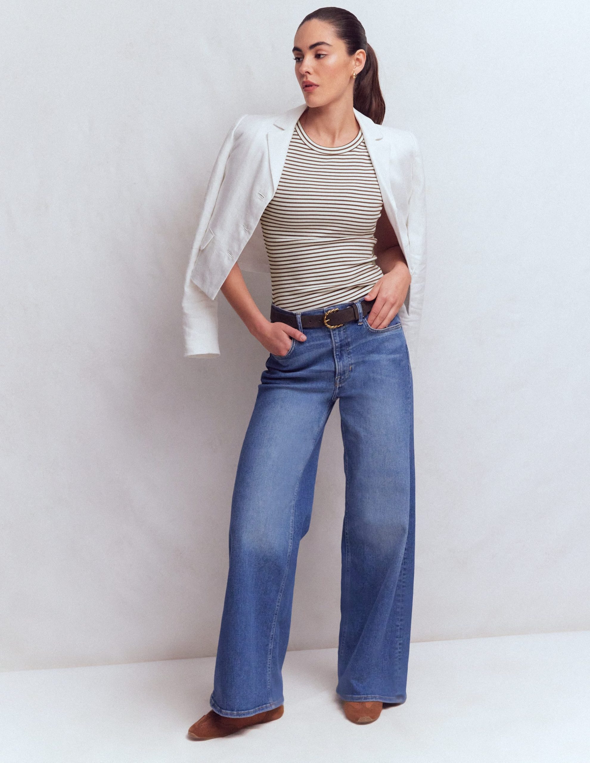 Ribbed Racer Vest-Ivory & Brown Stripe - Image 4