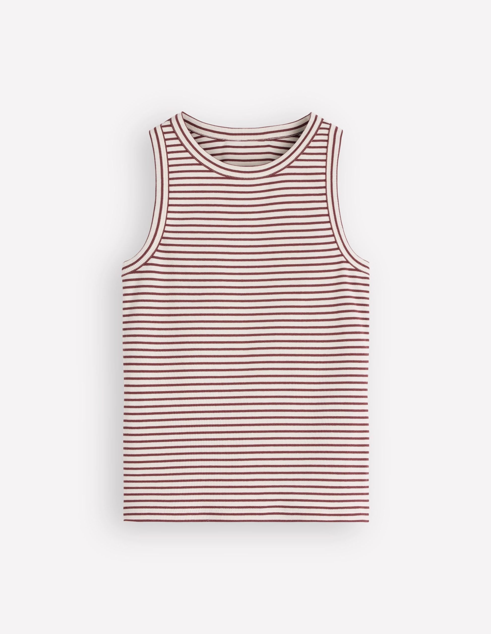 Ribbed Racer Vest-Ivory & Brown Stripe - Image 6