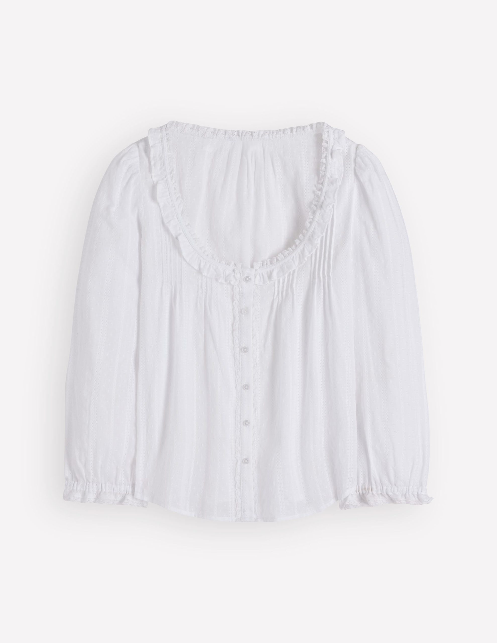 Scoop Neck Ruffle Top-White - Image 5