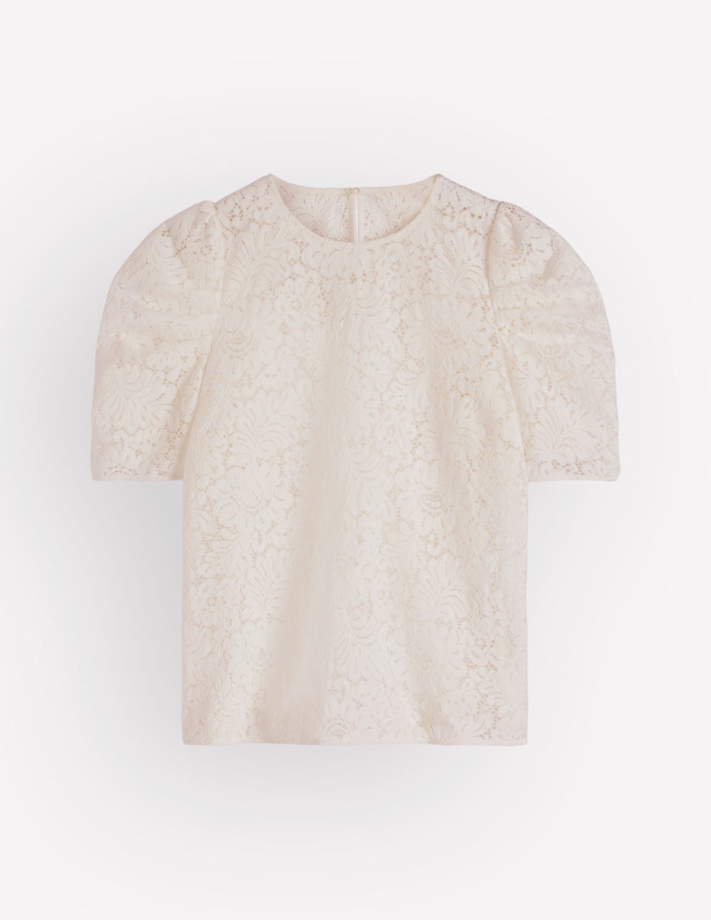Pleat Sleeve Lace T-shirt-Ivory - Image 5