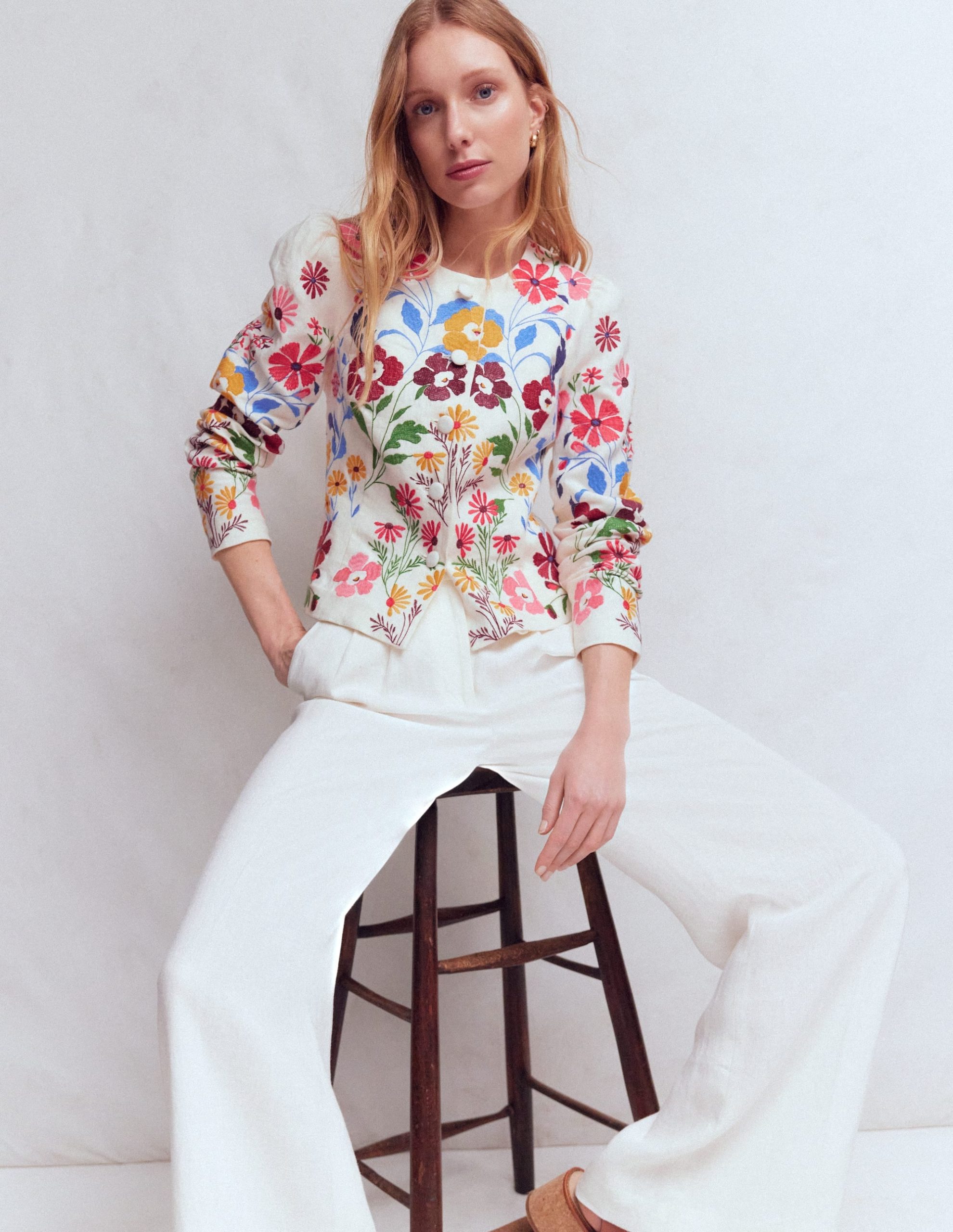Salisbury Puff Sleeve Jacket-Multi. Embroidery - Image 2