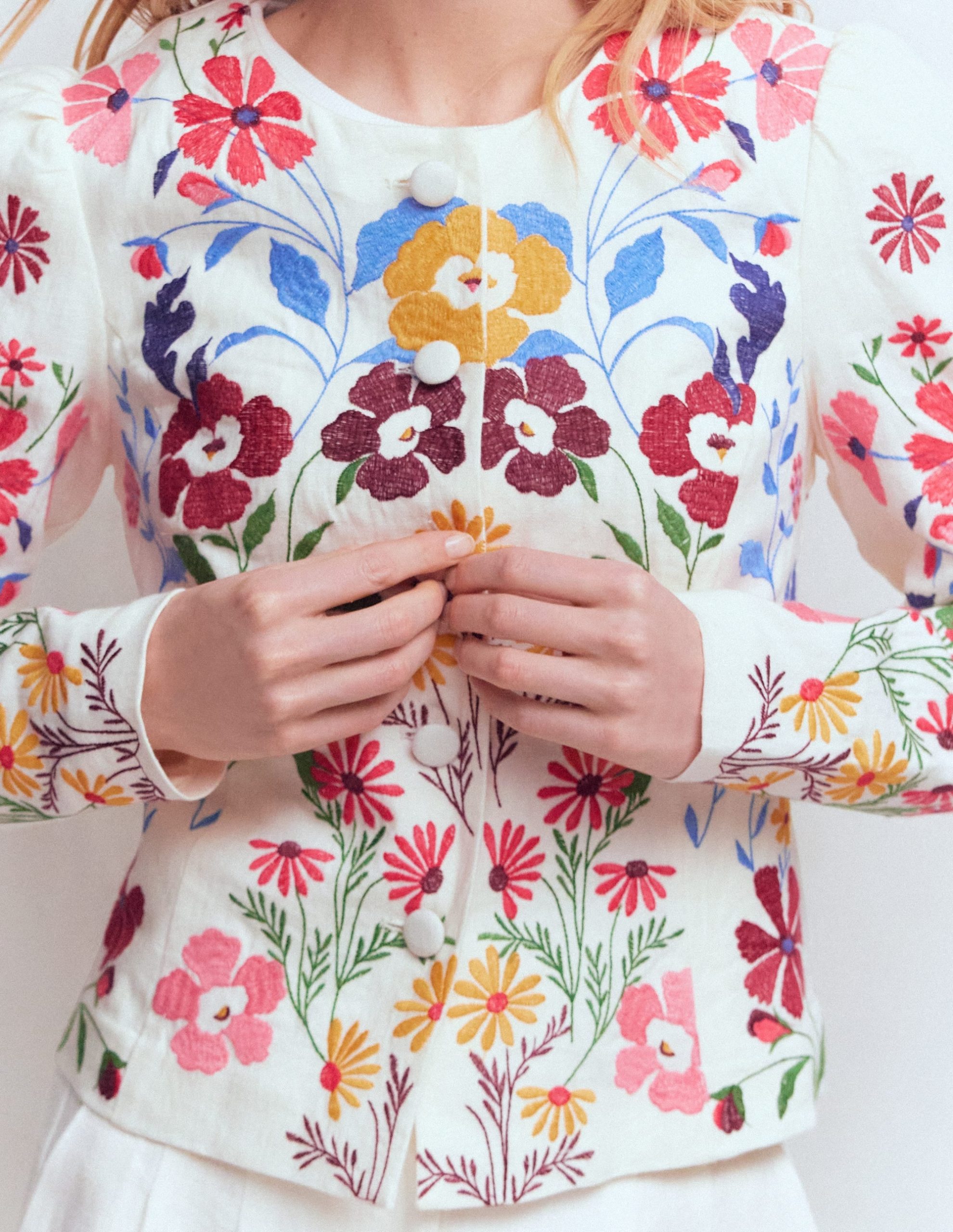 Salisbury Puff Sleeve Jacket-Multi. Embroidery - Image 3