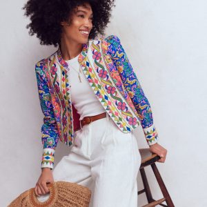 Printed Trim Jacket-Multi. Enchanting Bouquet