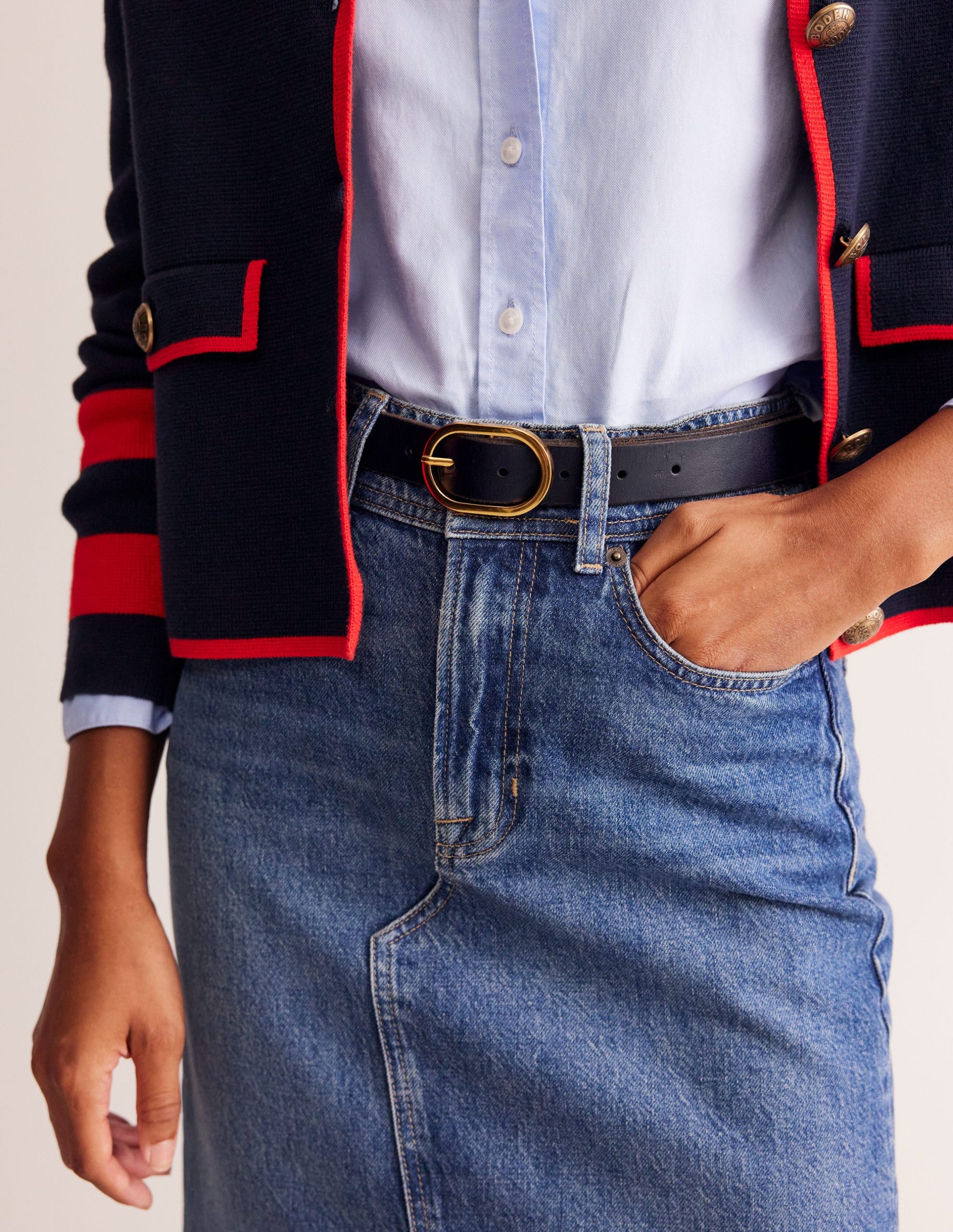 Classic Leather Belt-Navy - Image 2