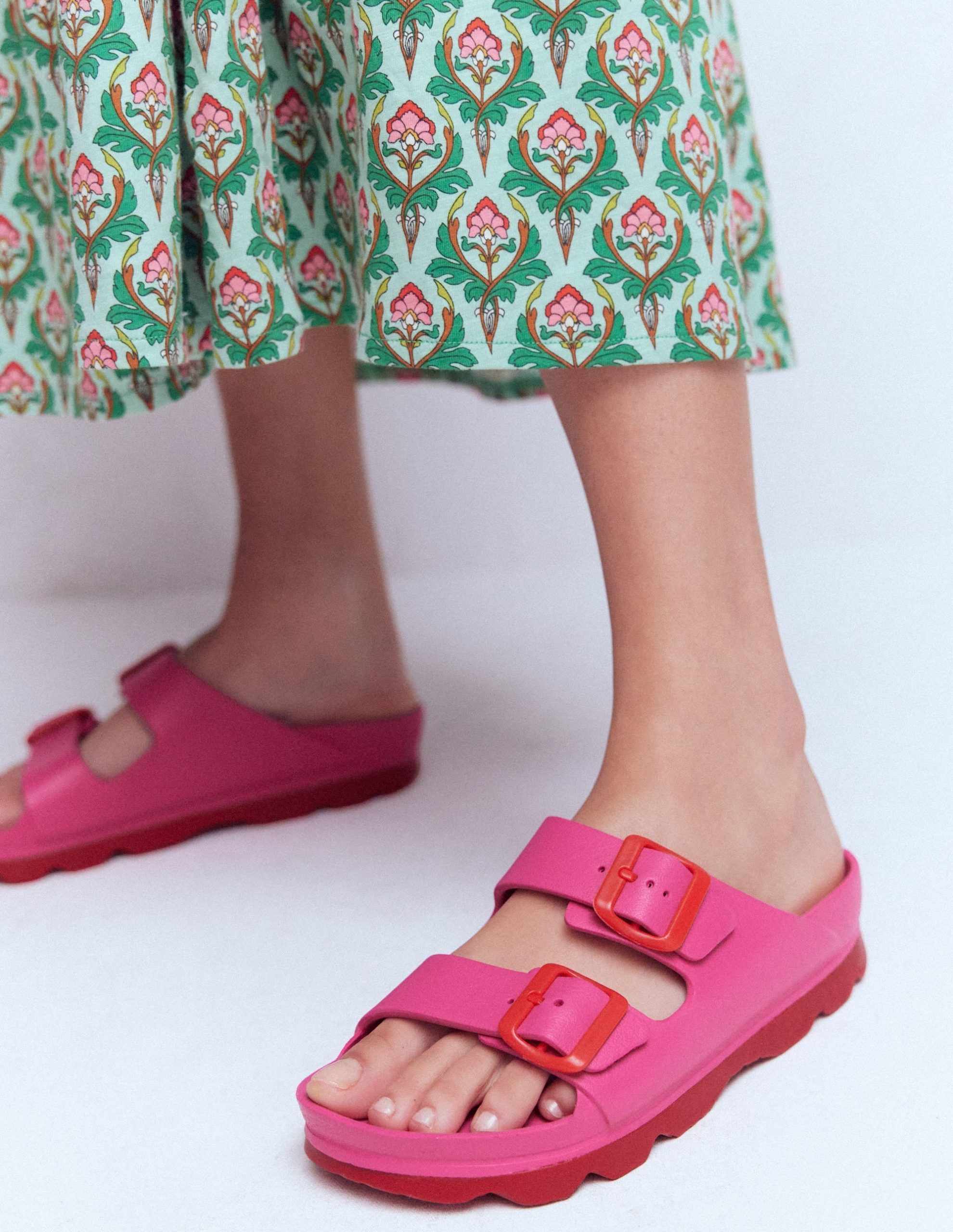 Lyla Double Buckle Sliders-Pink/Red - Image 2
