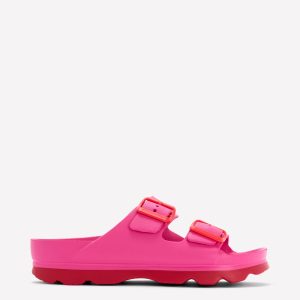 Lyla Double Buckle Sliders-Pink/Red