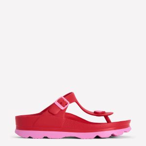 Lyla Toe Post Sandals-Red/Pink