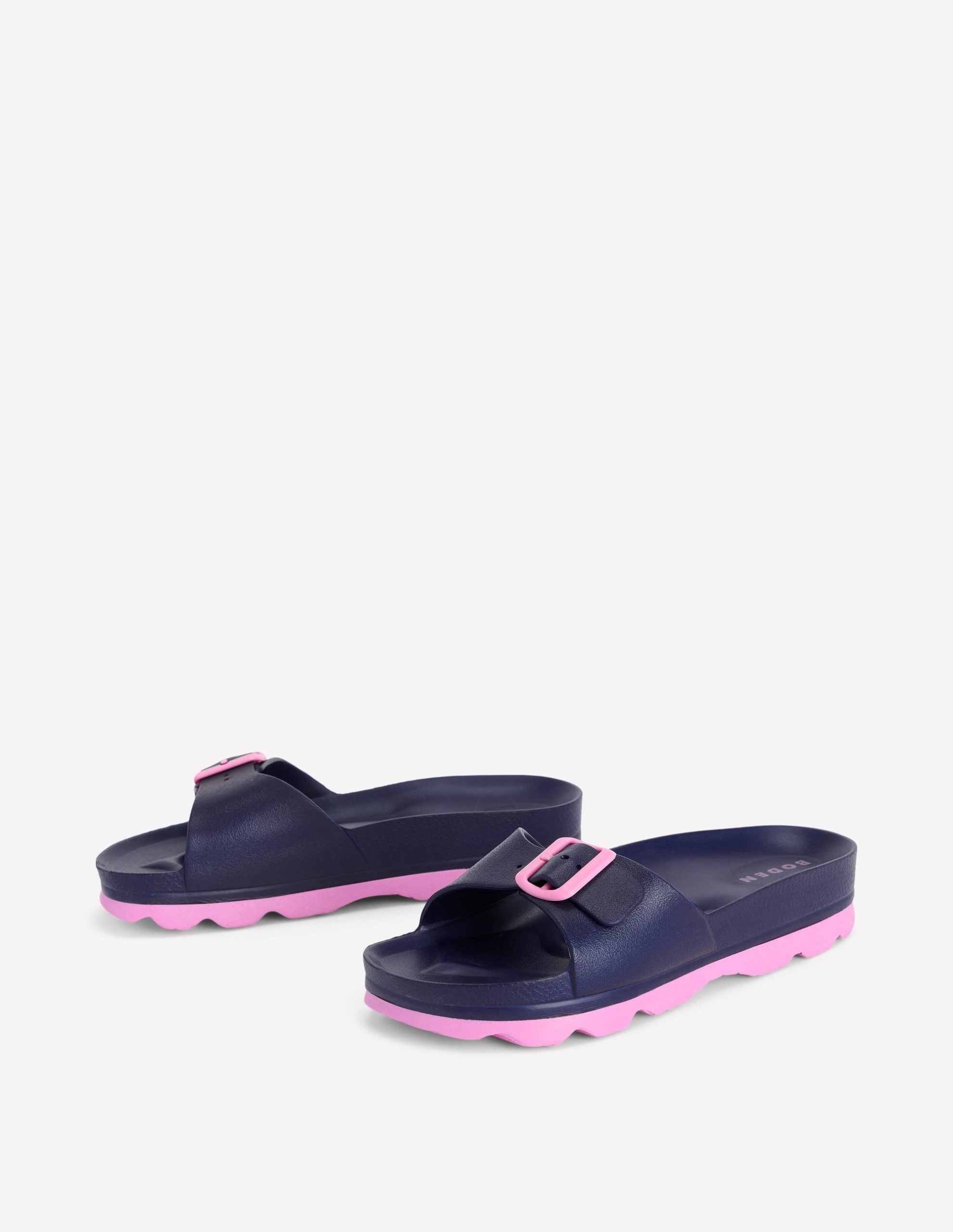 Lyla Single Buckle Sliders-Navy/Pink - Image 3