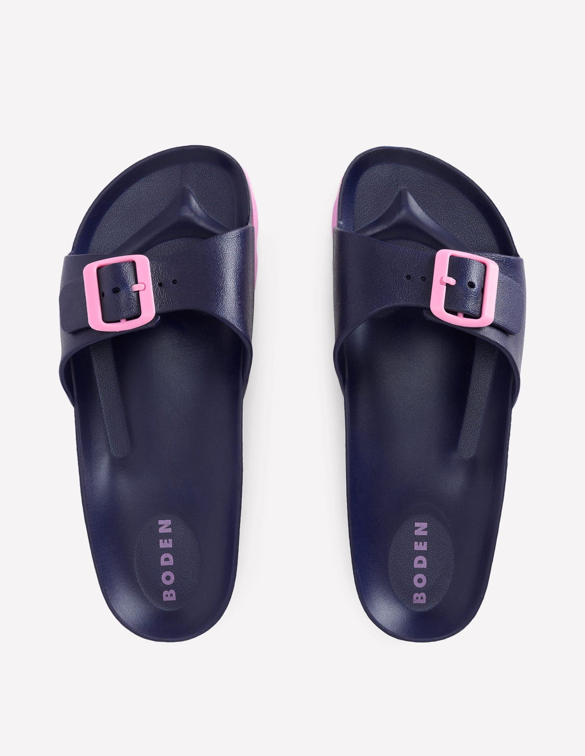 Lyla Single Buckle Sliders-Navy/Pink - Image 5