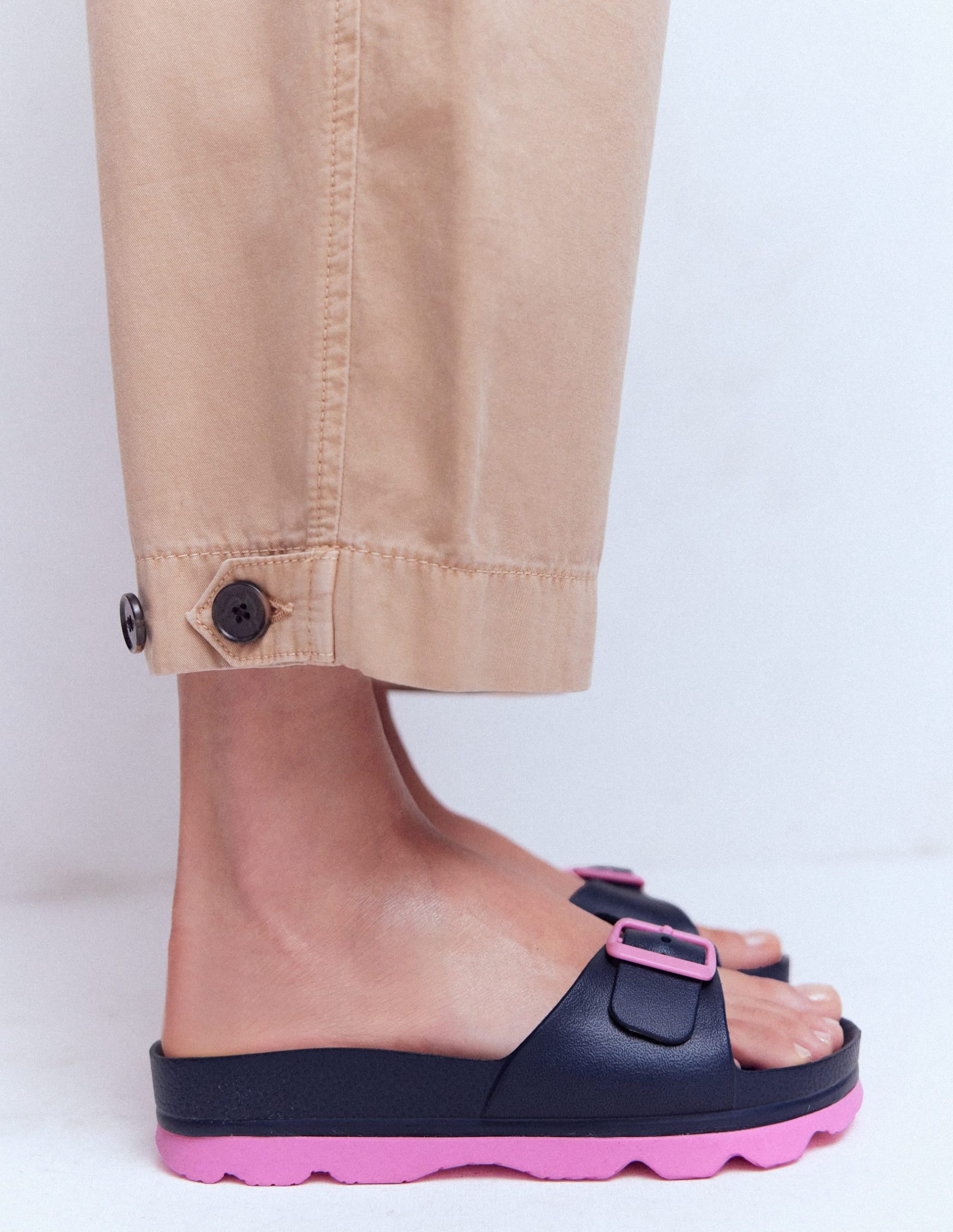 Lyla Single Buckle Sliders-Navy/Pink - Image 2