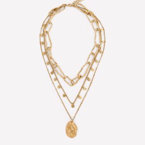 Irregular Layered Necklace-Gold Colour