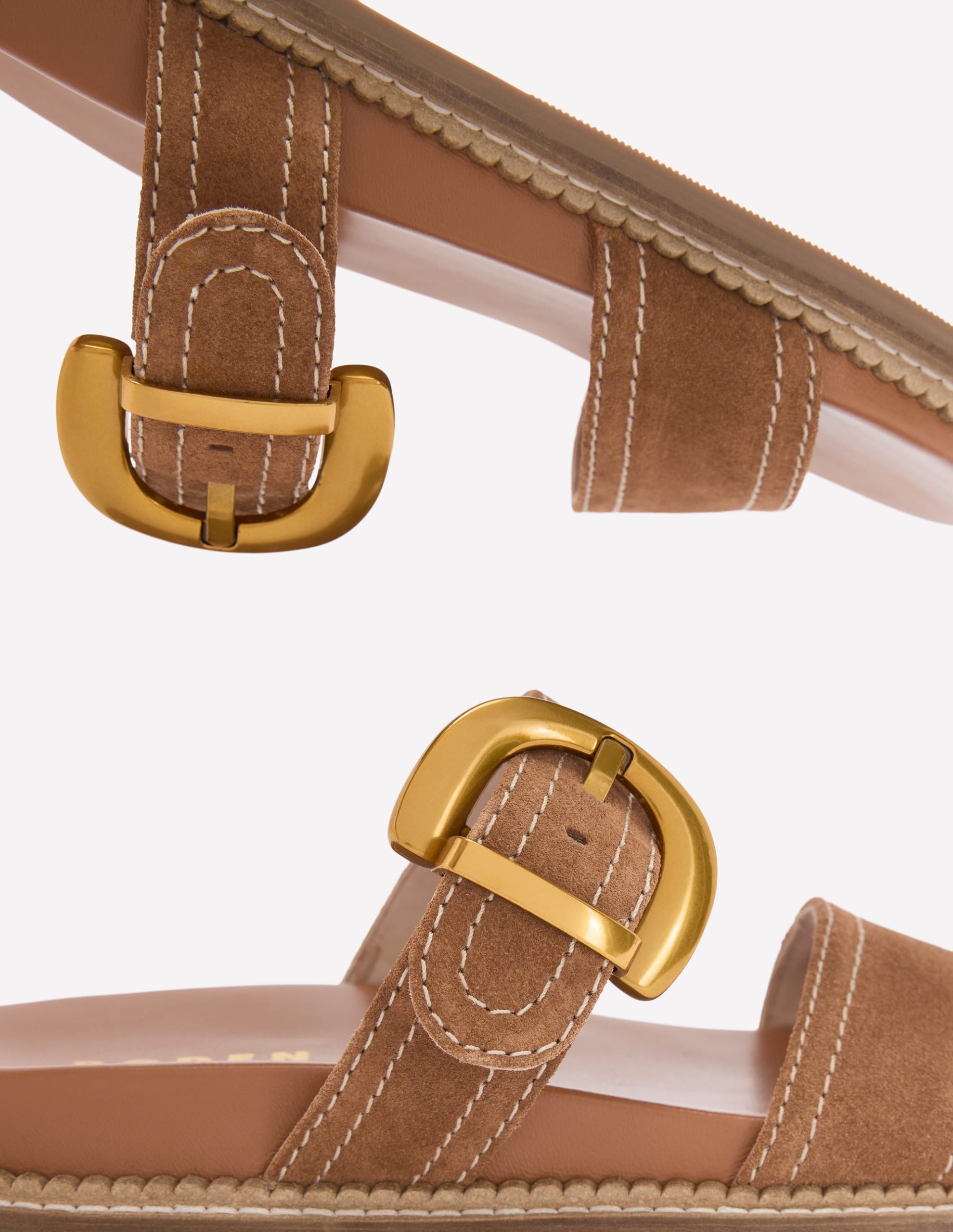 Caryl Double Strap Sandals-Tan - Image 5
