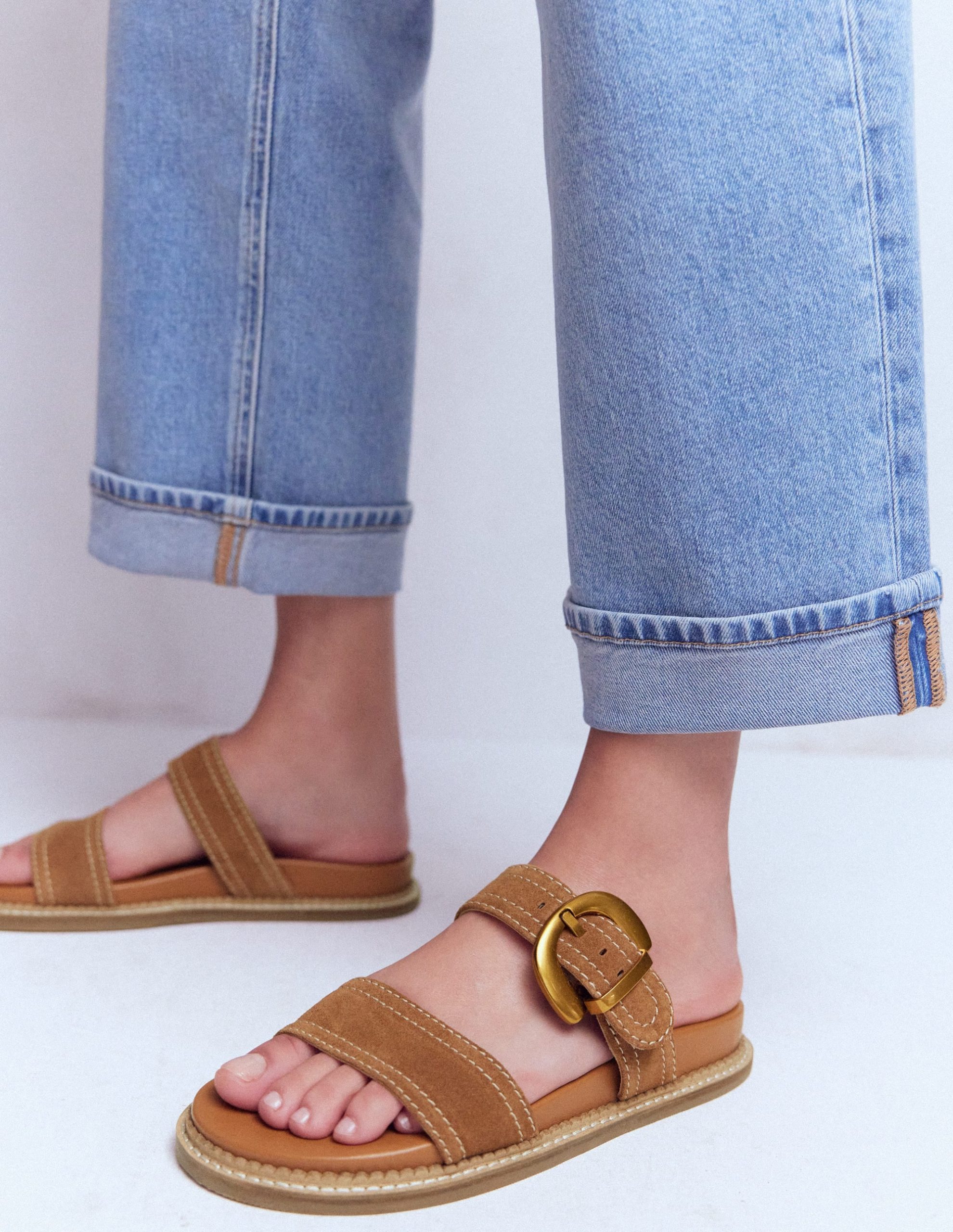 Caryl Double Strap Sandals-Tan - Image 2