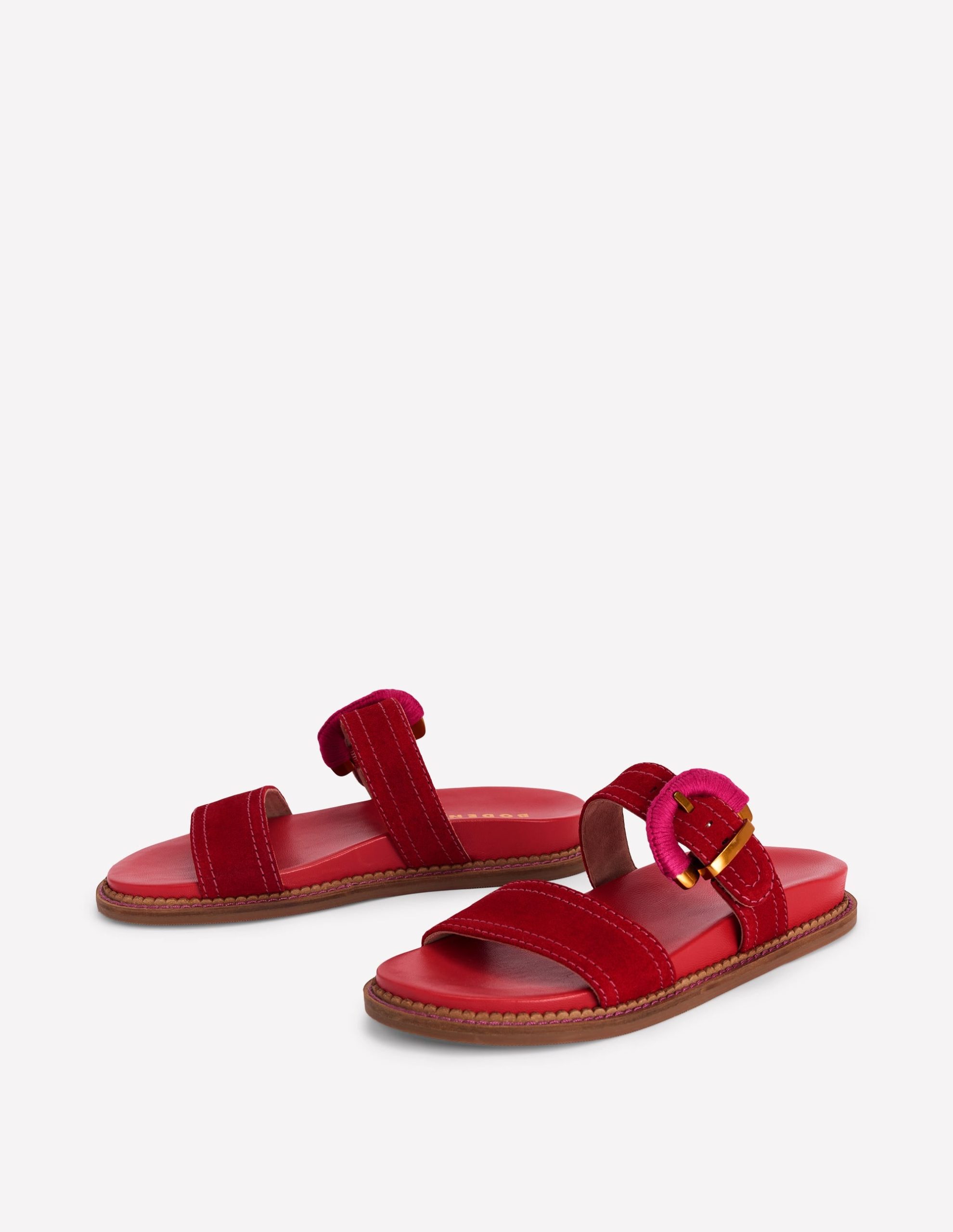 Caryl Double Strap Sandals-Post Box Red - Image 5