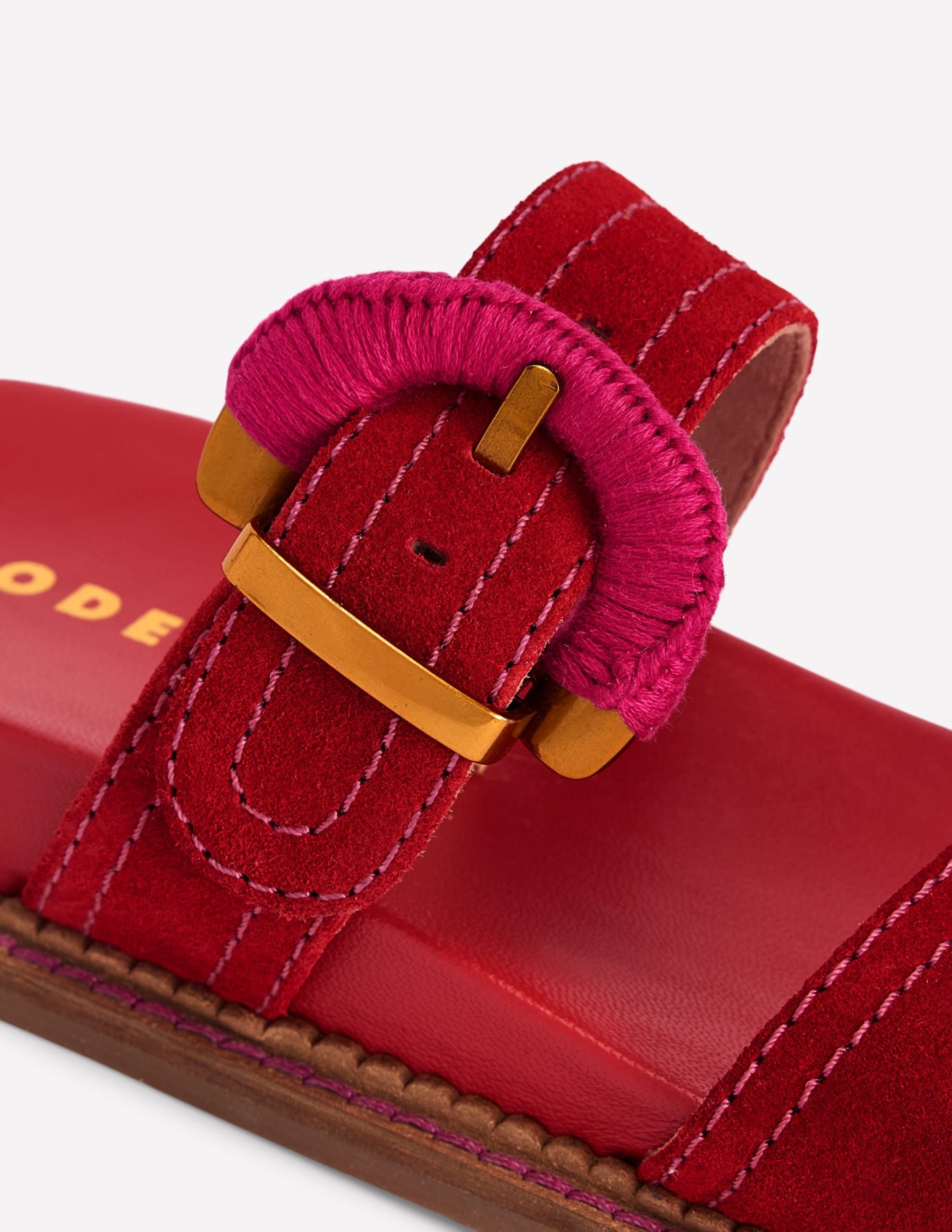 Caryl Double Strap Sandals-Post Box Red - Image 6