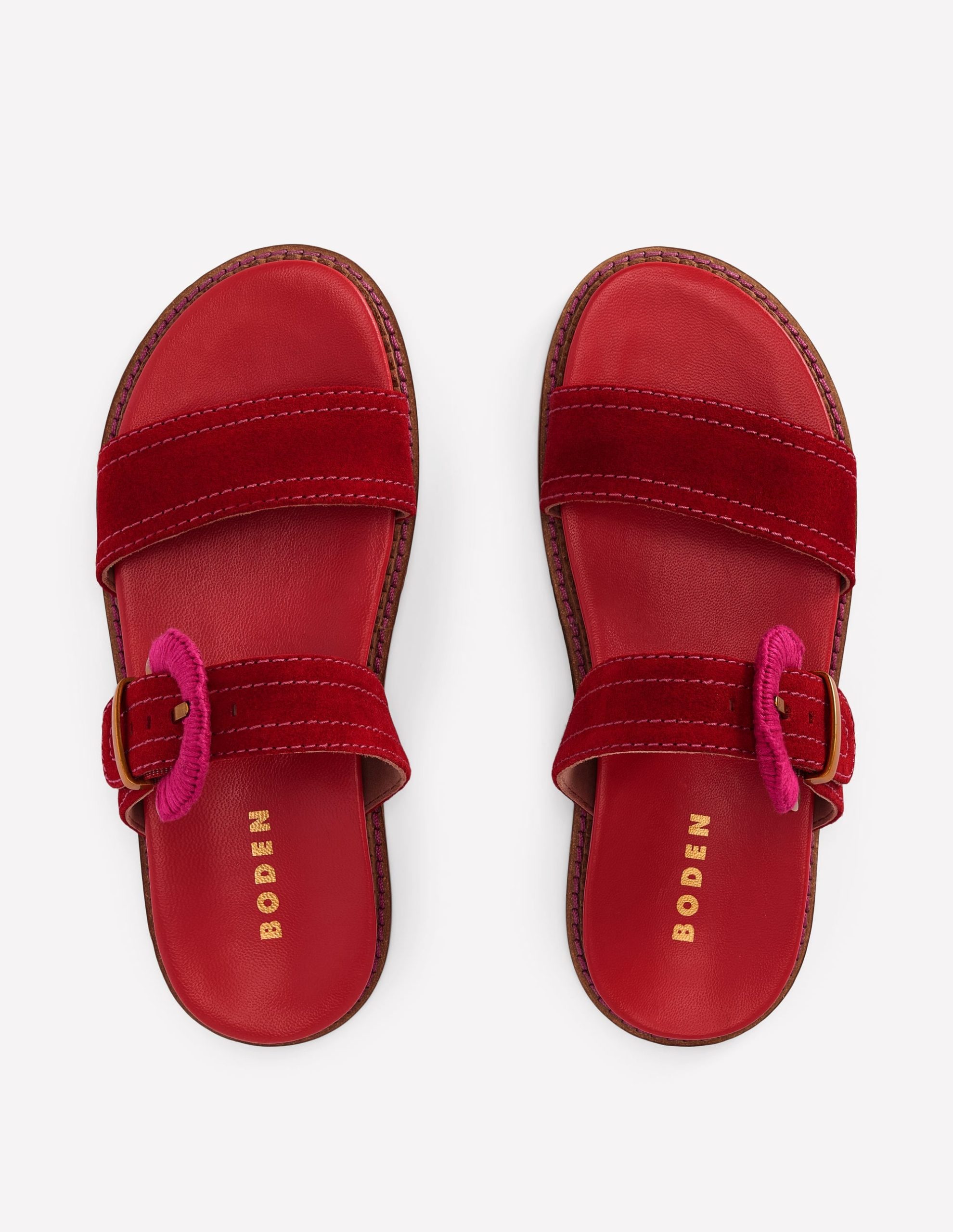 Caryl Double Strap Sandals-Post Box Red - Image 7