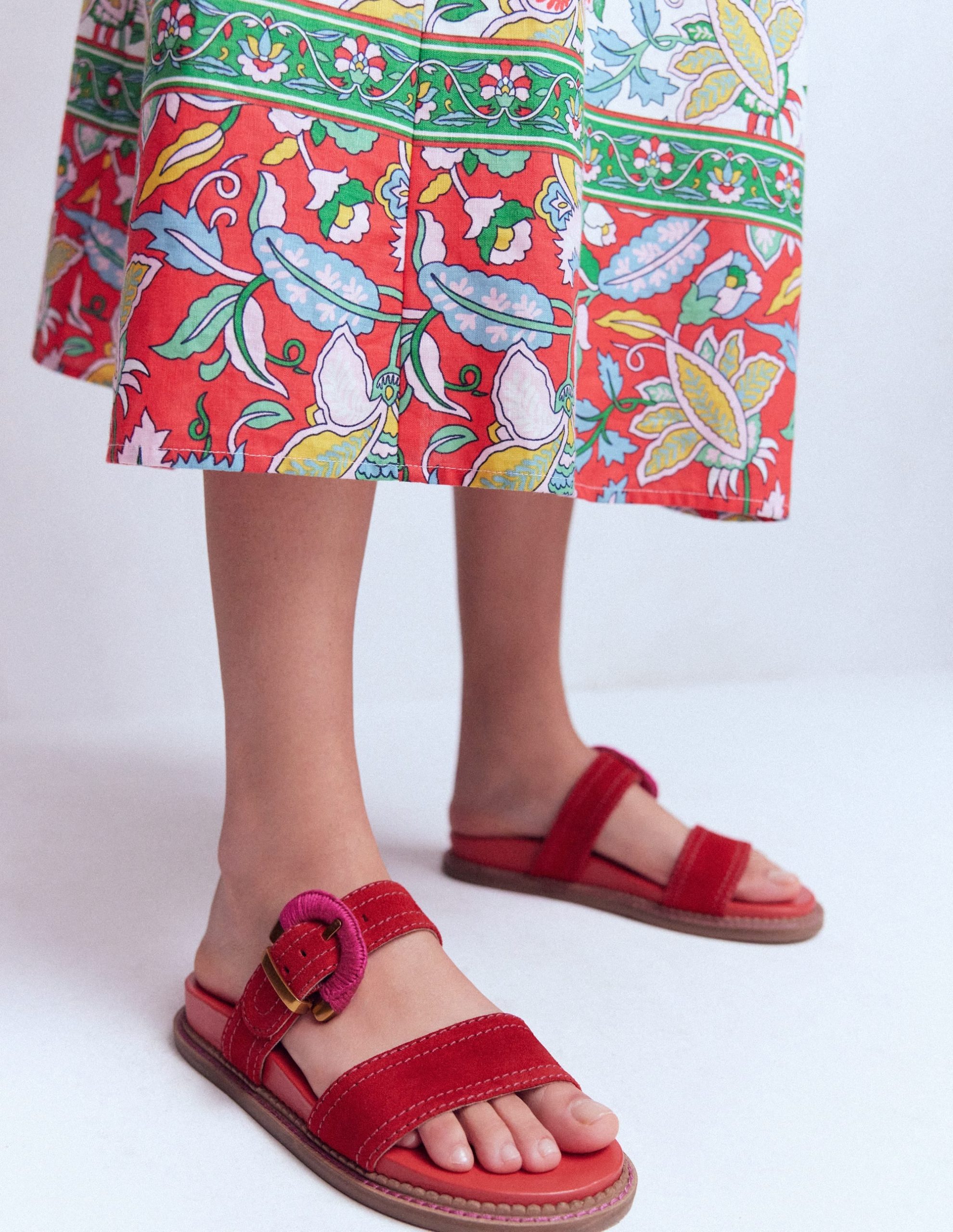 Caryl Double Strap Sandals-Post Box Red - Image 2