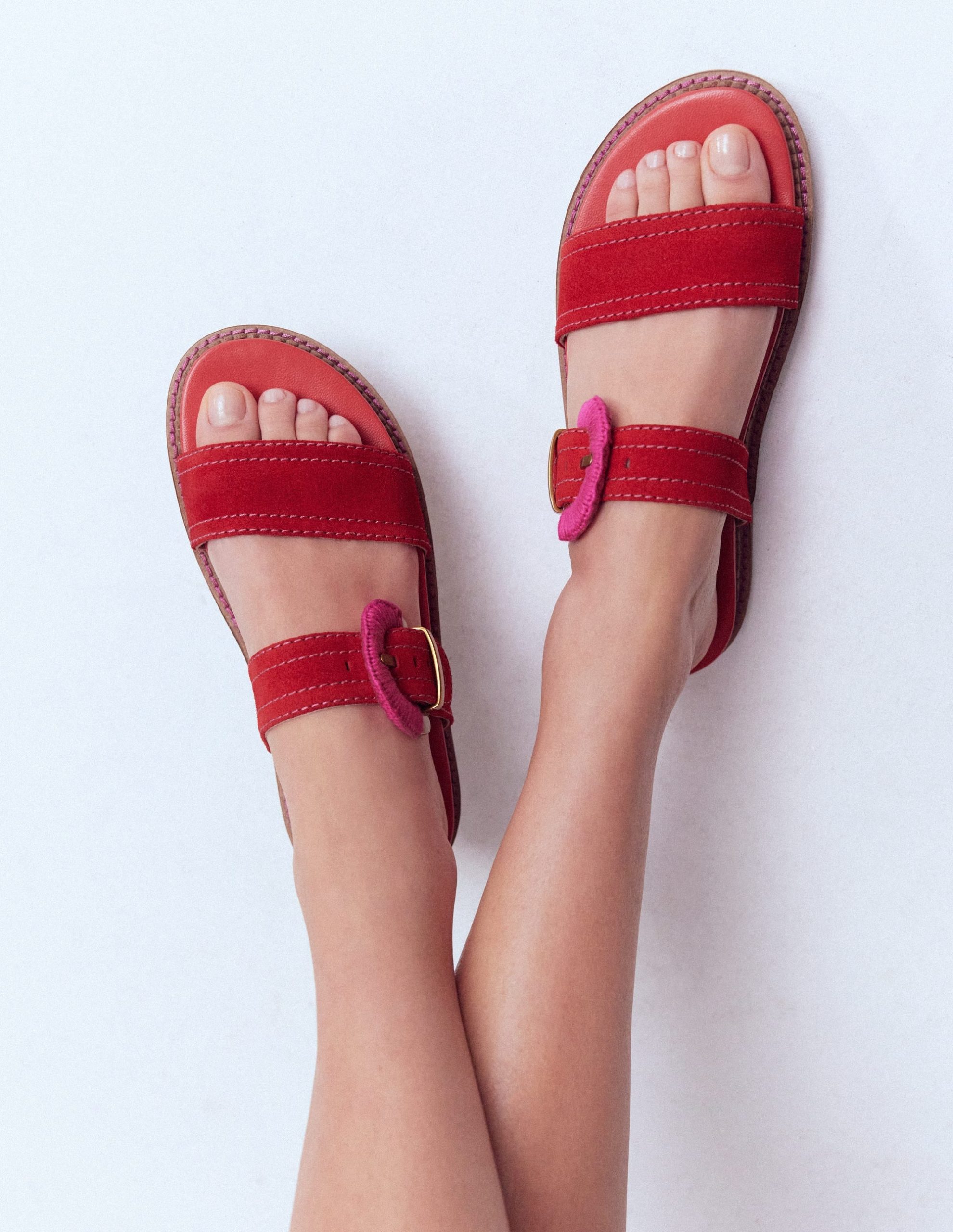 Caryl Double Strap Sandals-Post Box Red - Image 4