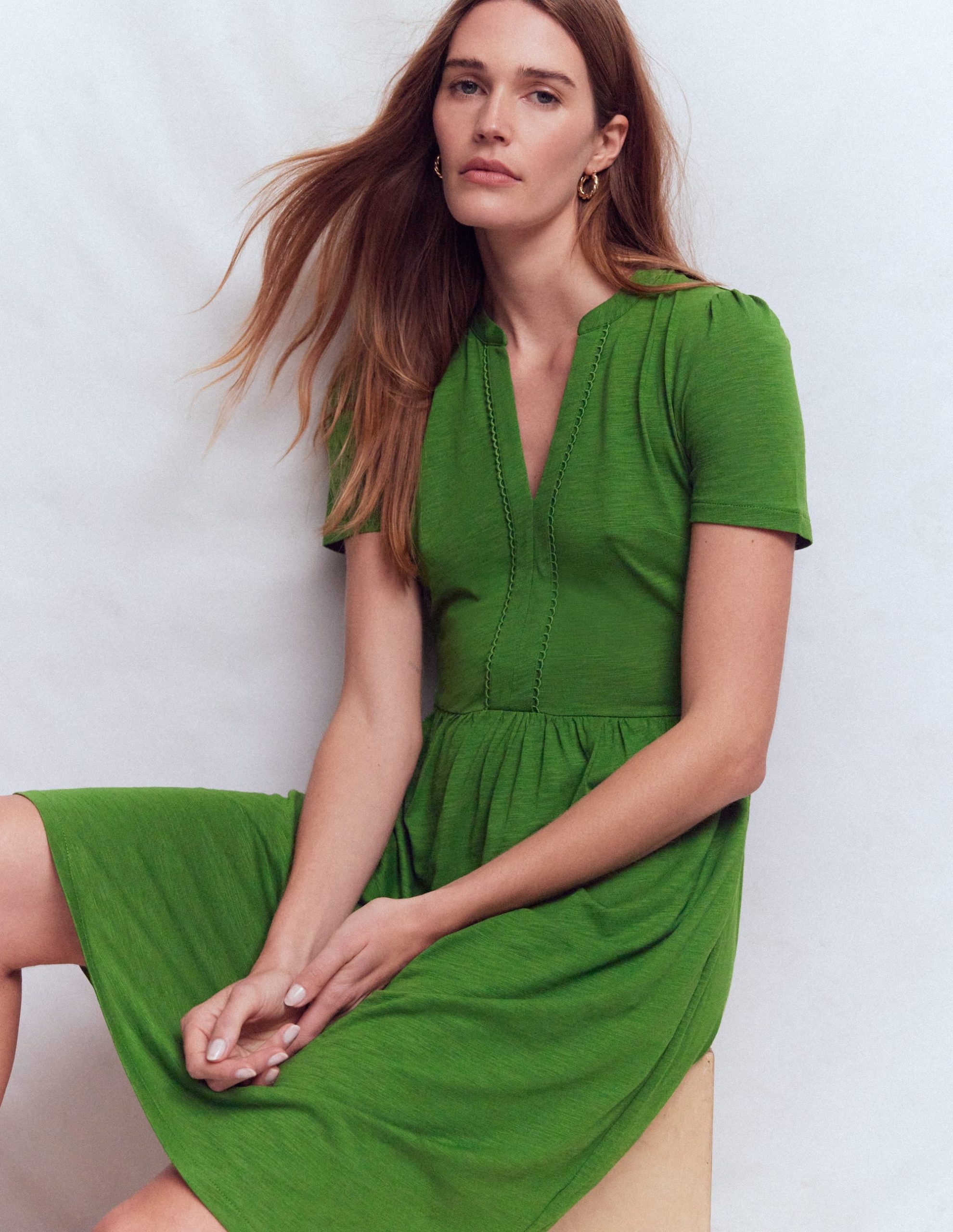 Naomi Short Sleeve Dress-Promenade Green - Image 2