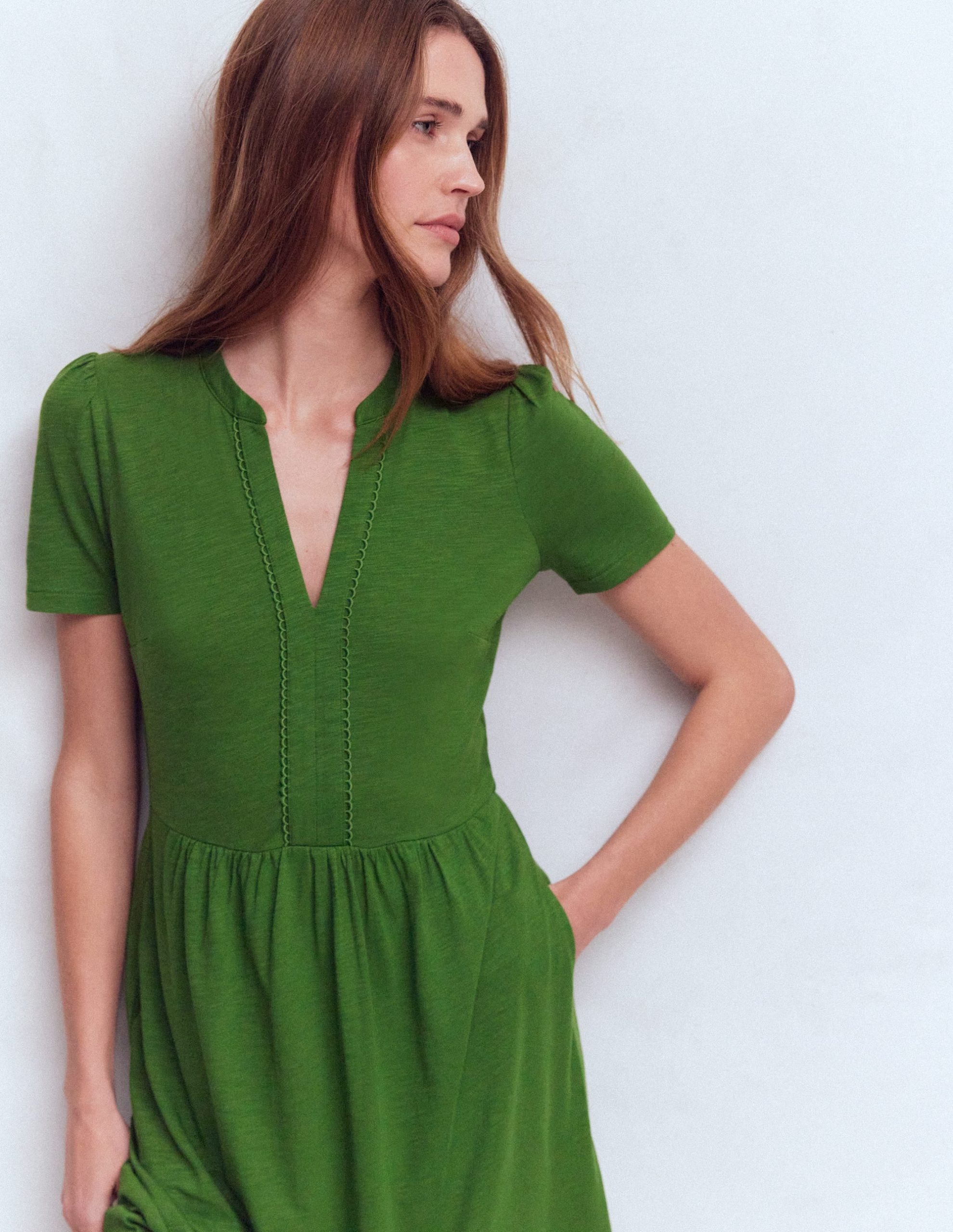 Naomi Short Sleeve Dress-Promenade Green - Image 5