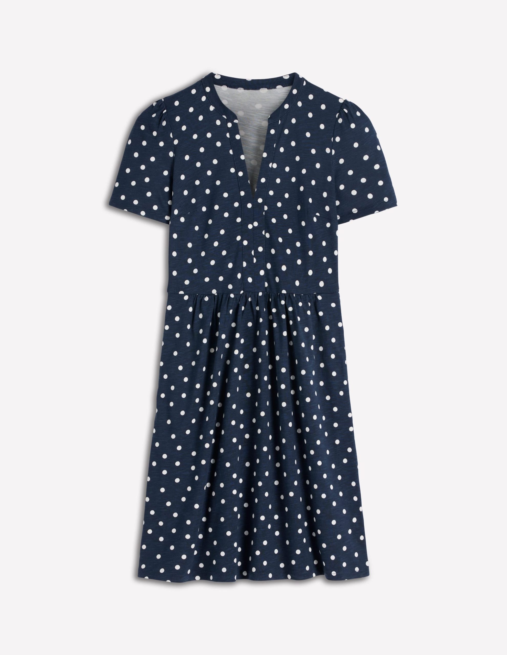 Naomi Short Sleeve Dress-French Navy. Painted Dot - Image 4