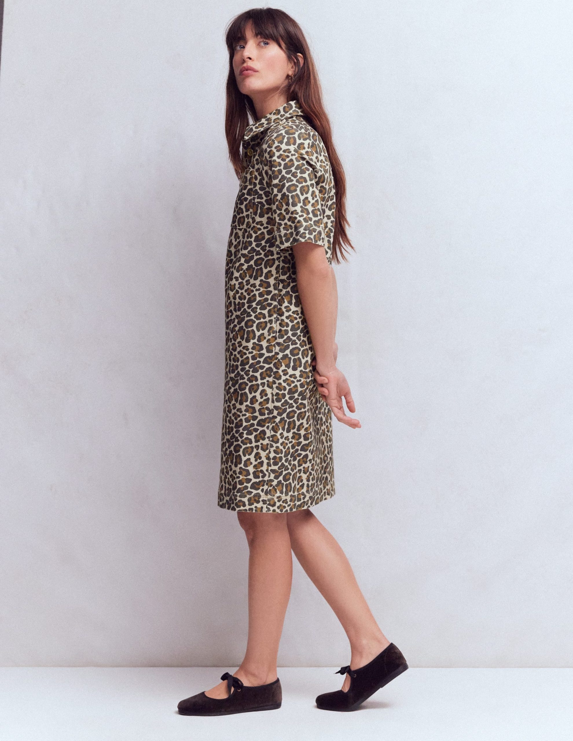 Zia Pocket Shift Dress-Almond Milk. Cheetah Pop - Image 4