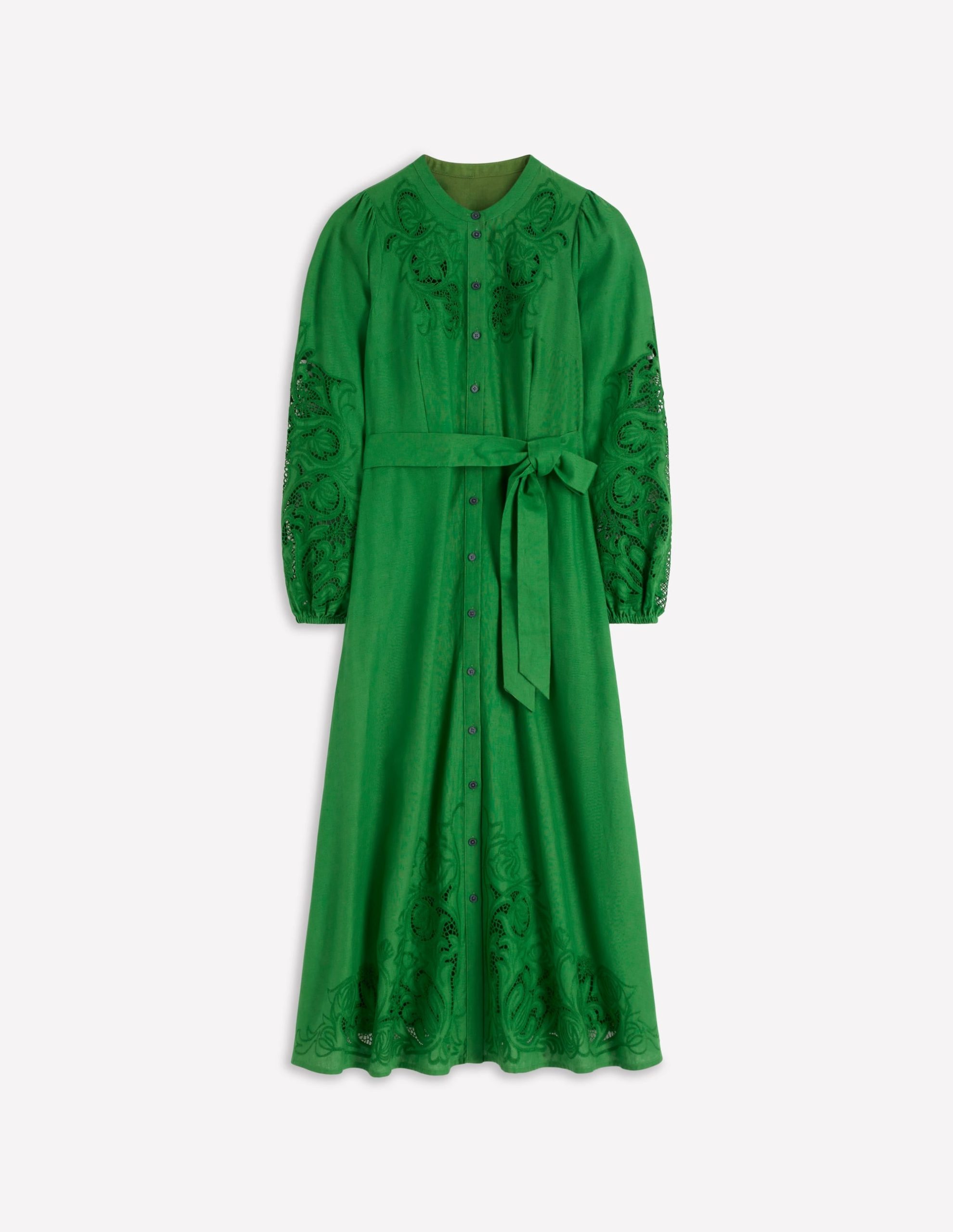 Mae Linen Blend Shirt Dress-Highland Green - Image 6