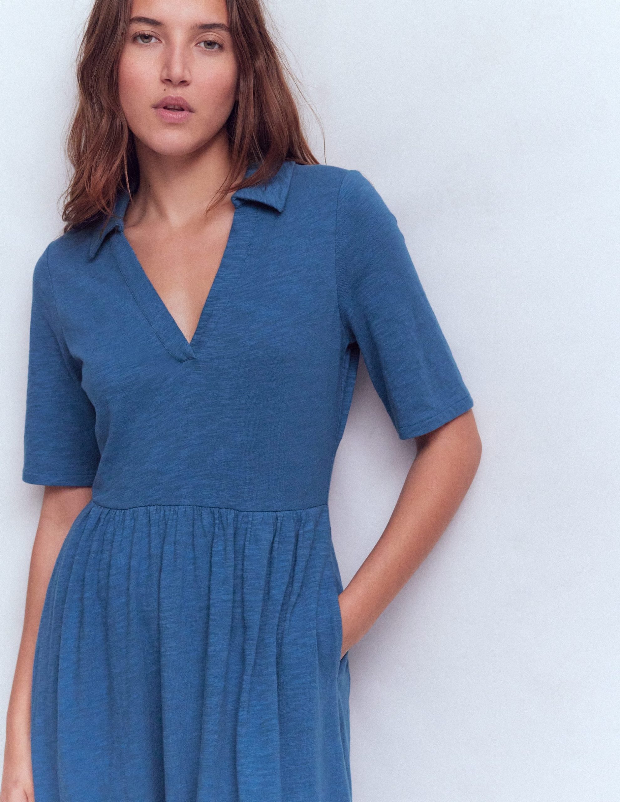 Aria Collared Jersey Dress-Tourmaline Blue - Image 2