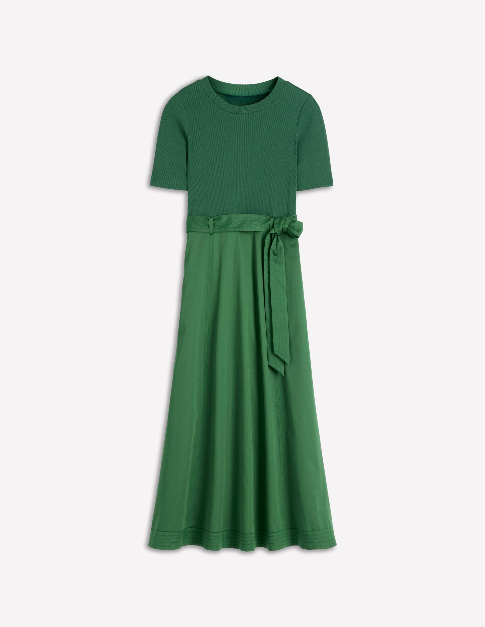Crew Neck Mix Media Dress-Promenade Green - Image 5