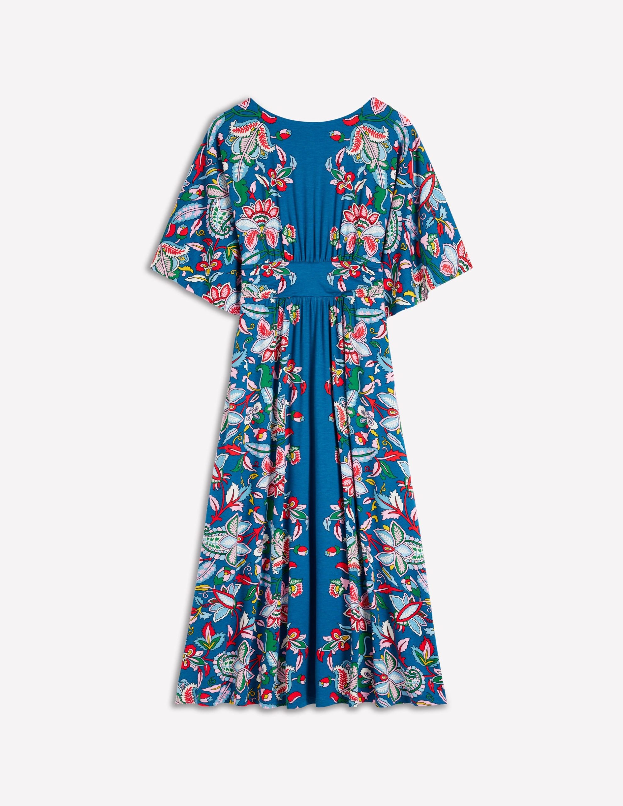Imelda Kimono Jersey Dress-Blue. Botanical Trail - Image 5