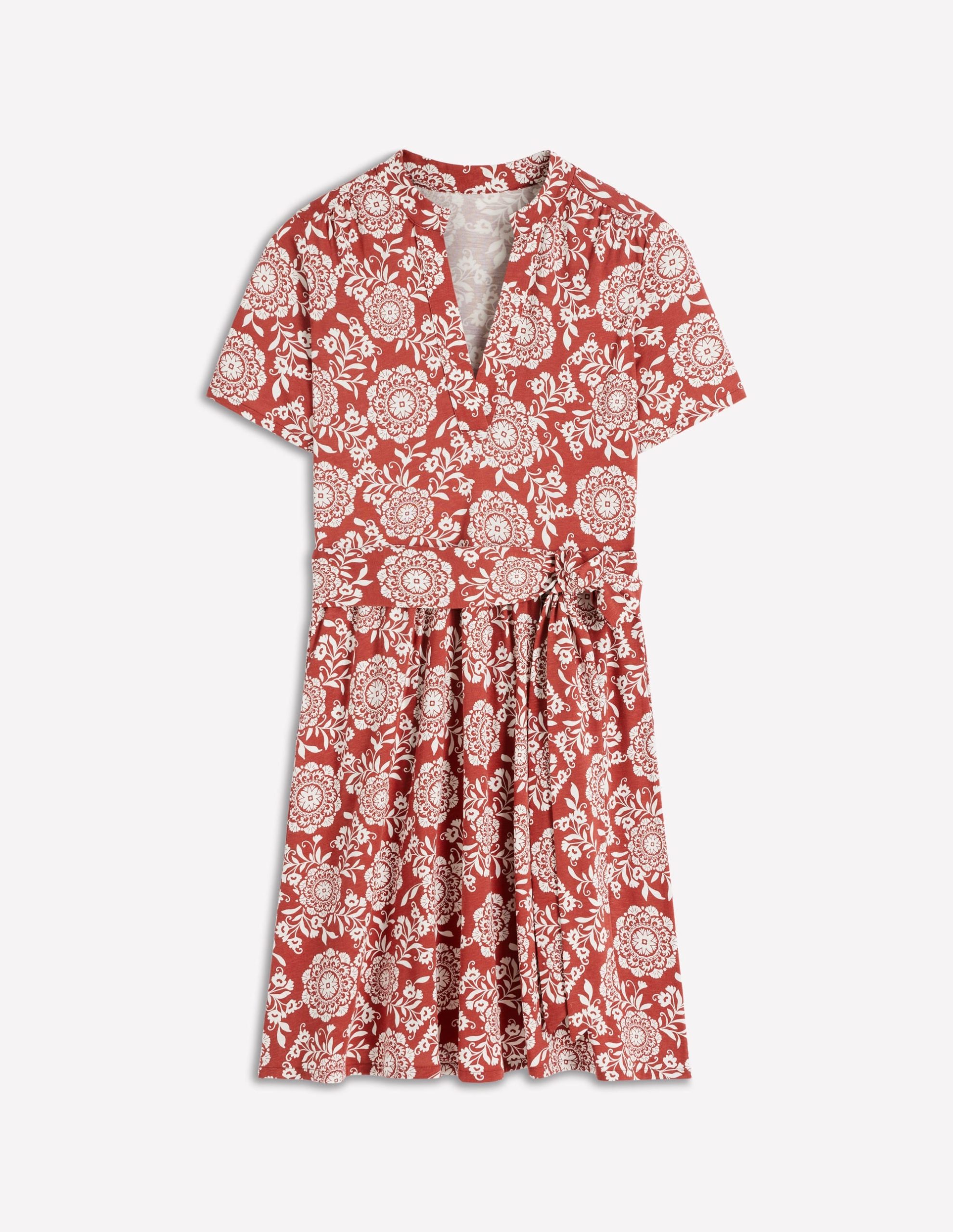 Daisy Flippy Jersey Dress-Brown. Decorative Blossom - Image 5