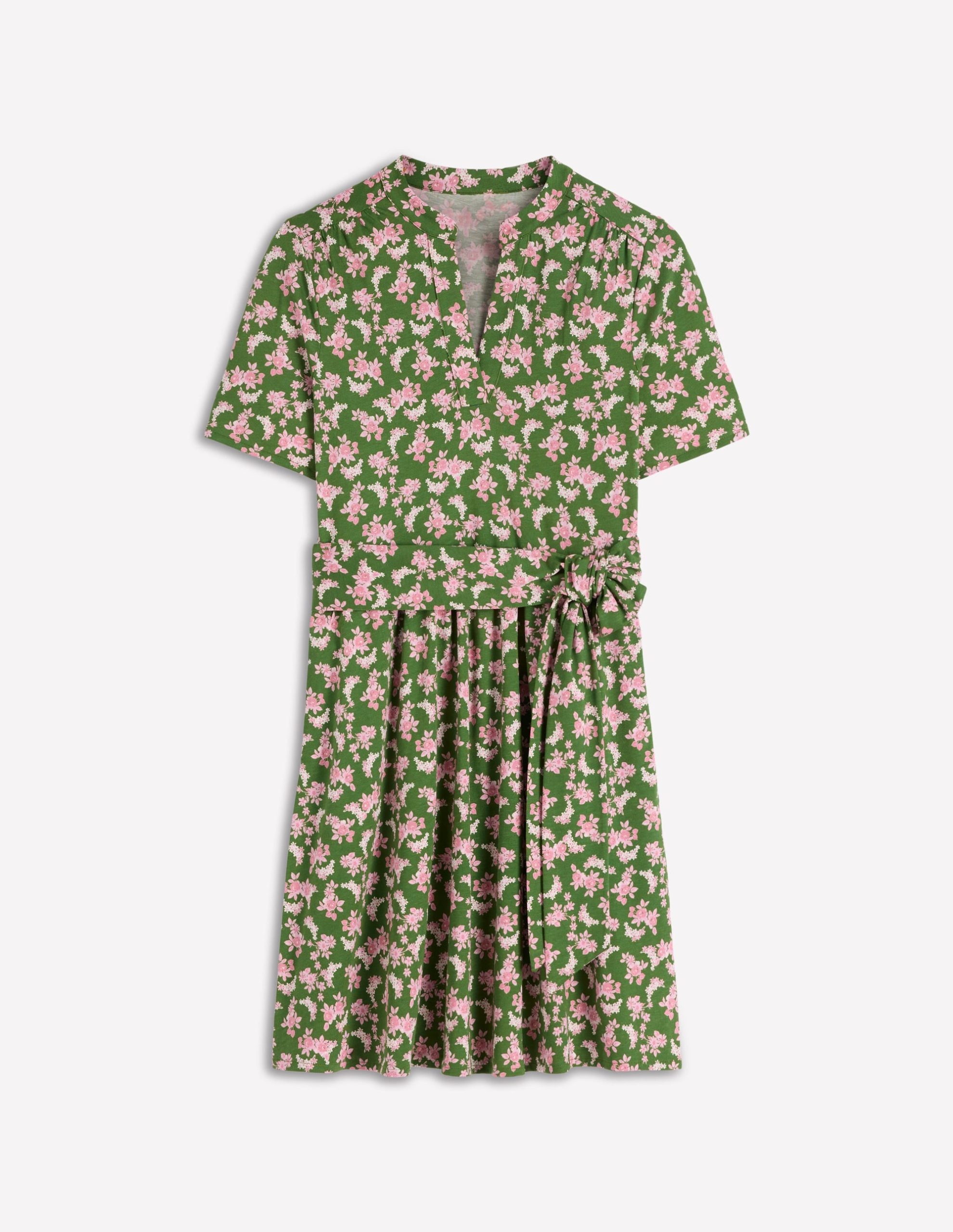 Daisy Flippy Jersey Dress-Promenade Green. Dainty Blooms - Image 6