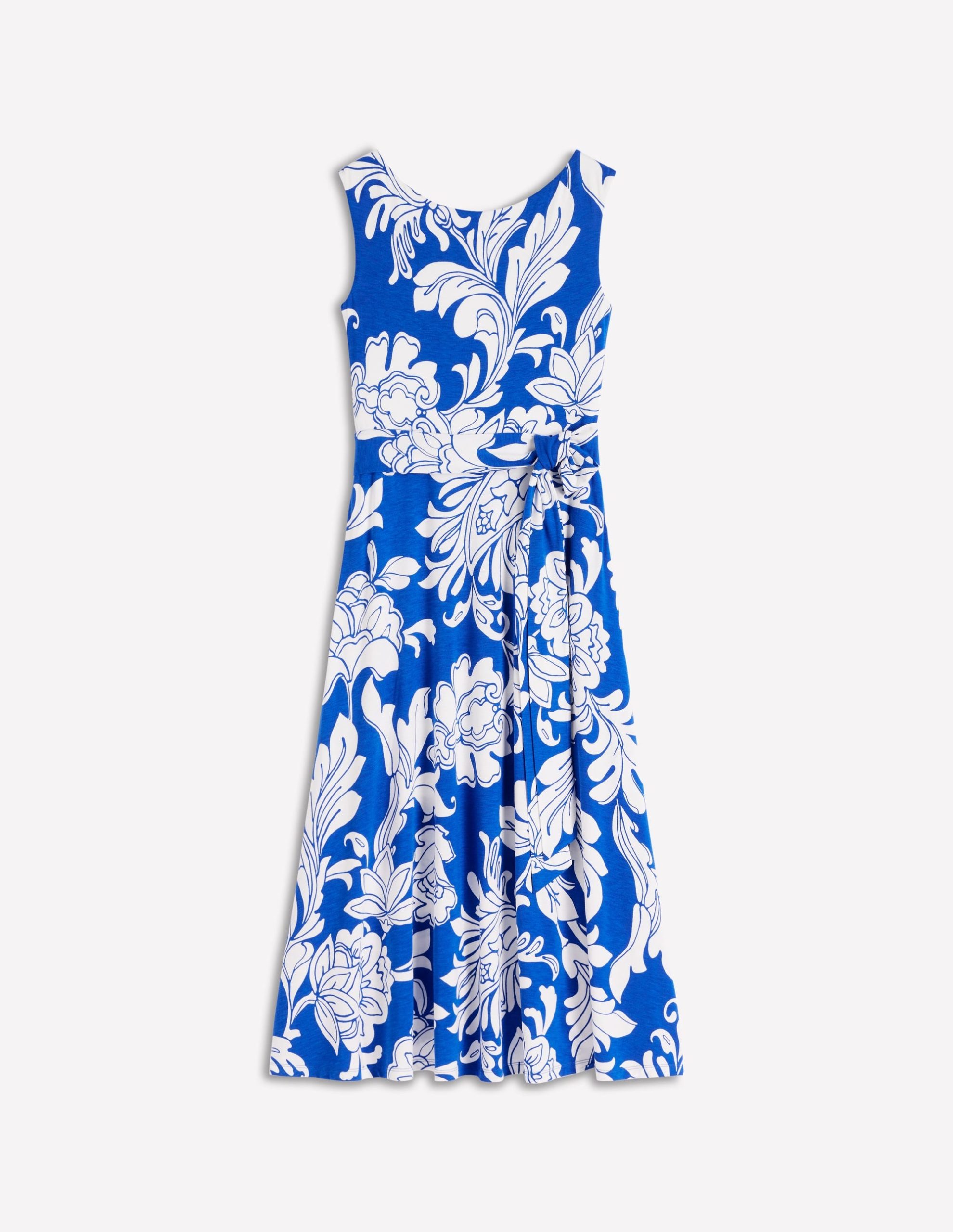 Tamsin Jersey Midi Dress-Blue. Botanical Flourish Mono - Image 5