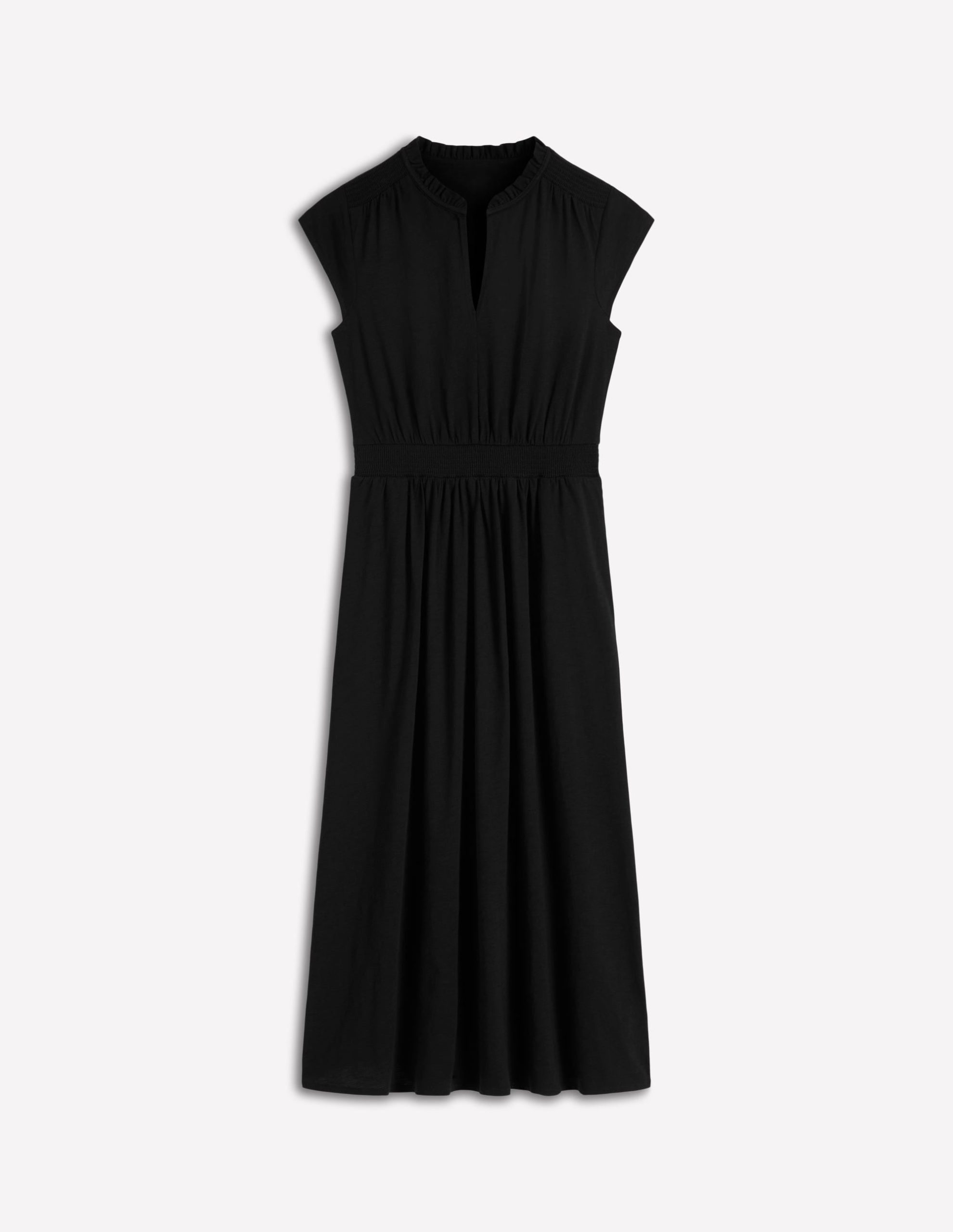Alba Smocked Jersey Midi Dress-Black - Image 5