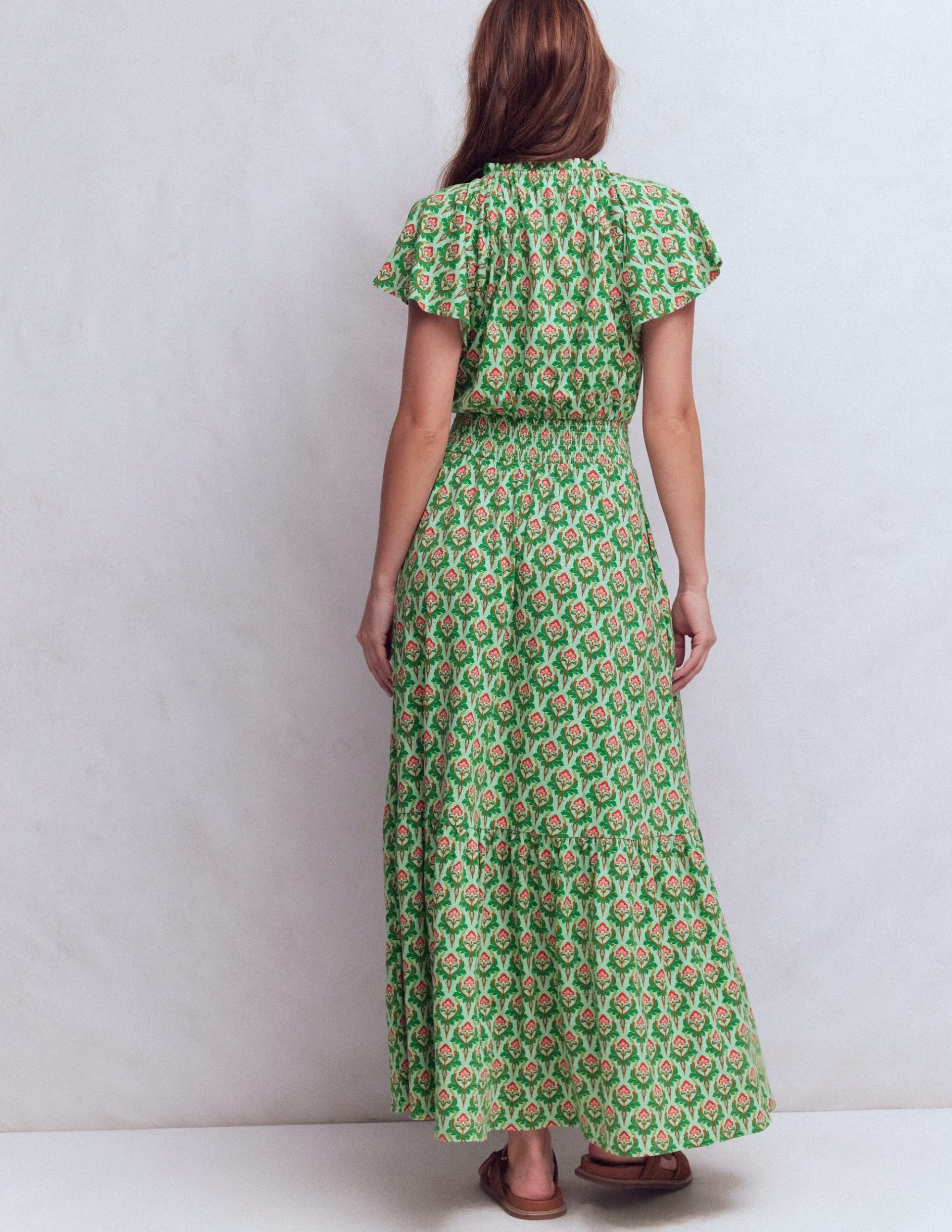 Tala Tiered Jersey Maxi Dress-Pistachio. Ornamental Stamp - Image 3