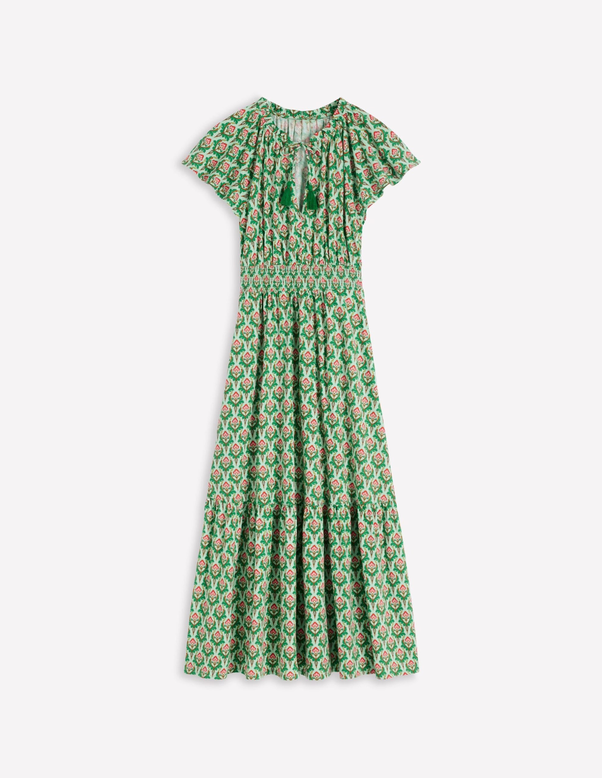 Tala Tiered Jersey Maxi Dress-Pistachio. Ornamental Stamp - Image 6