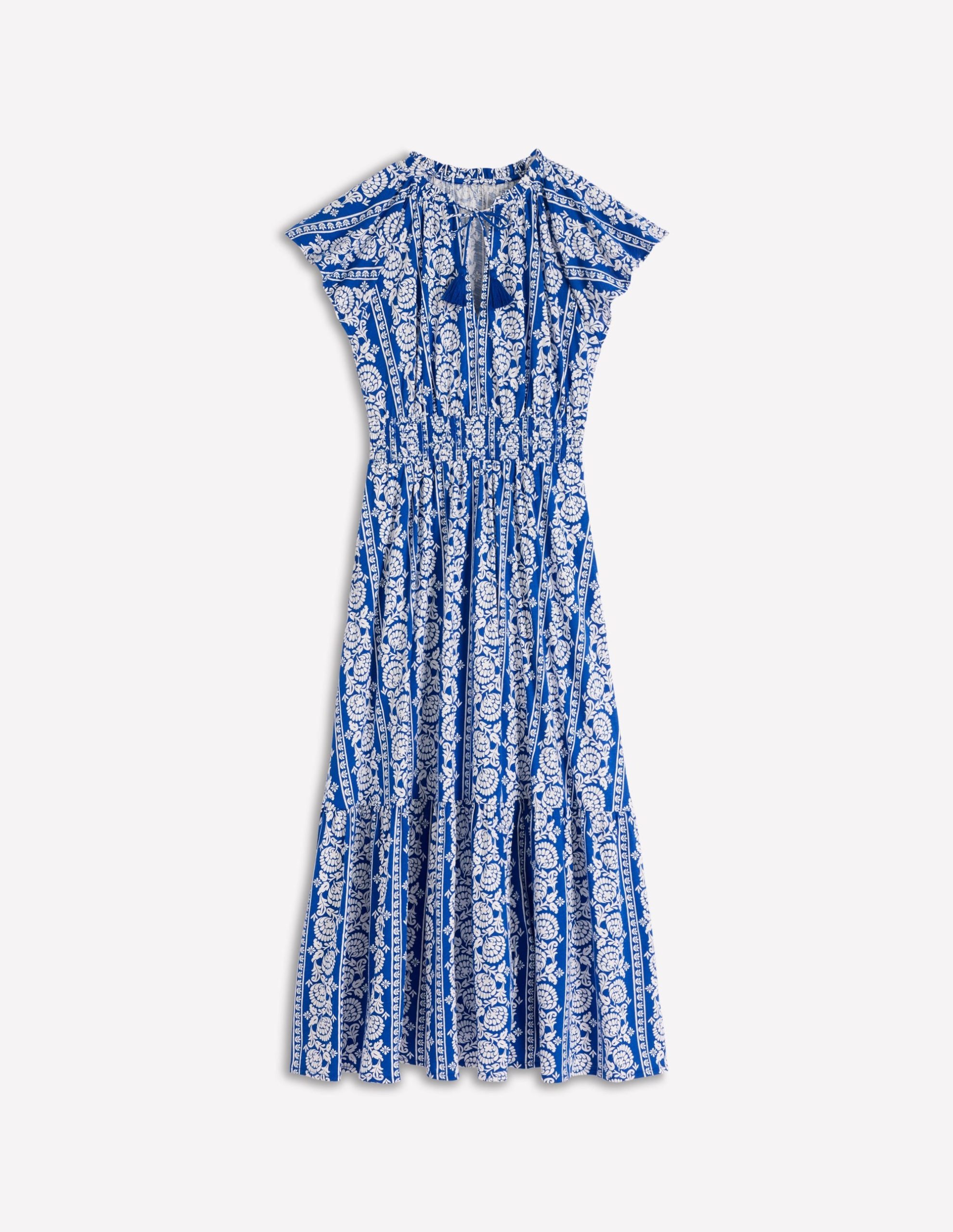 Tala Tiered Jersey Maxi Dress-Bright Blue. Ornate Floret - Image 6